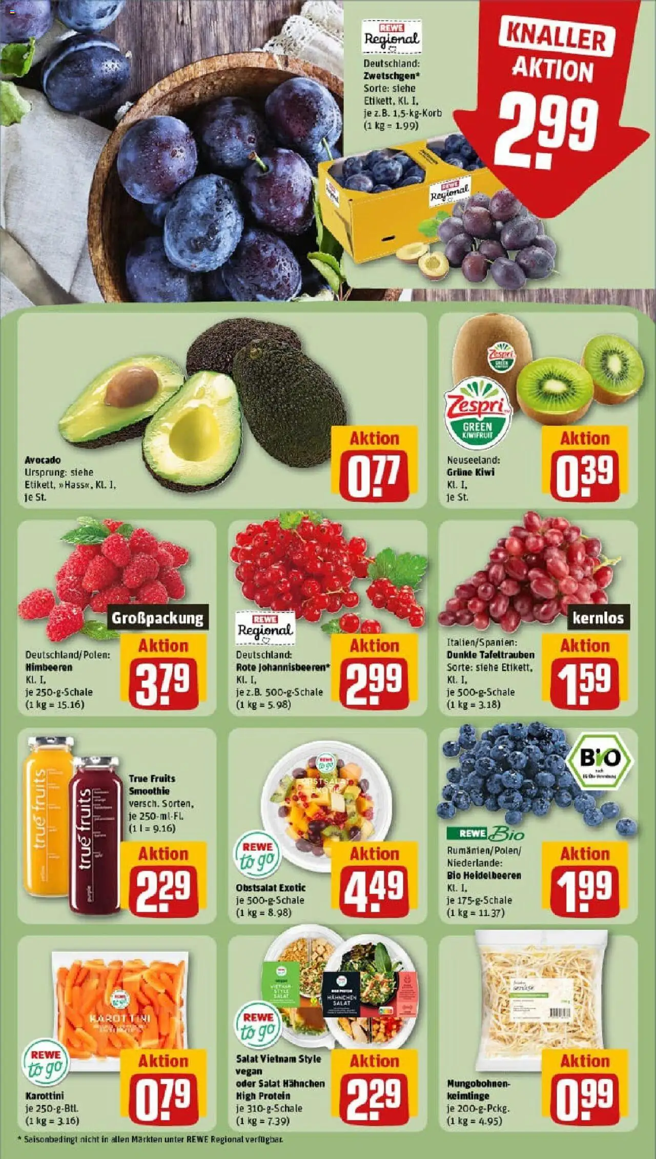 Rewe prospekt Lübeck	 - gültig ab dem 27.07.2025 | Seite: 10 | Produkte: Himbeeren, Hahnchen, Kiwi, Salat