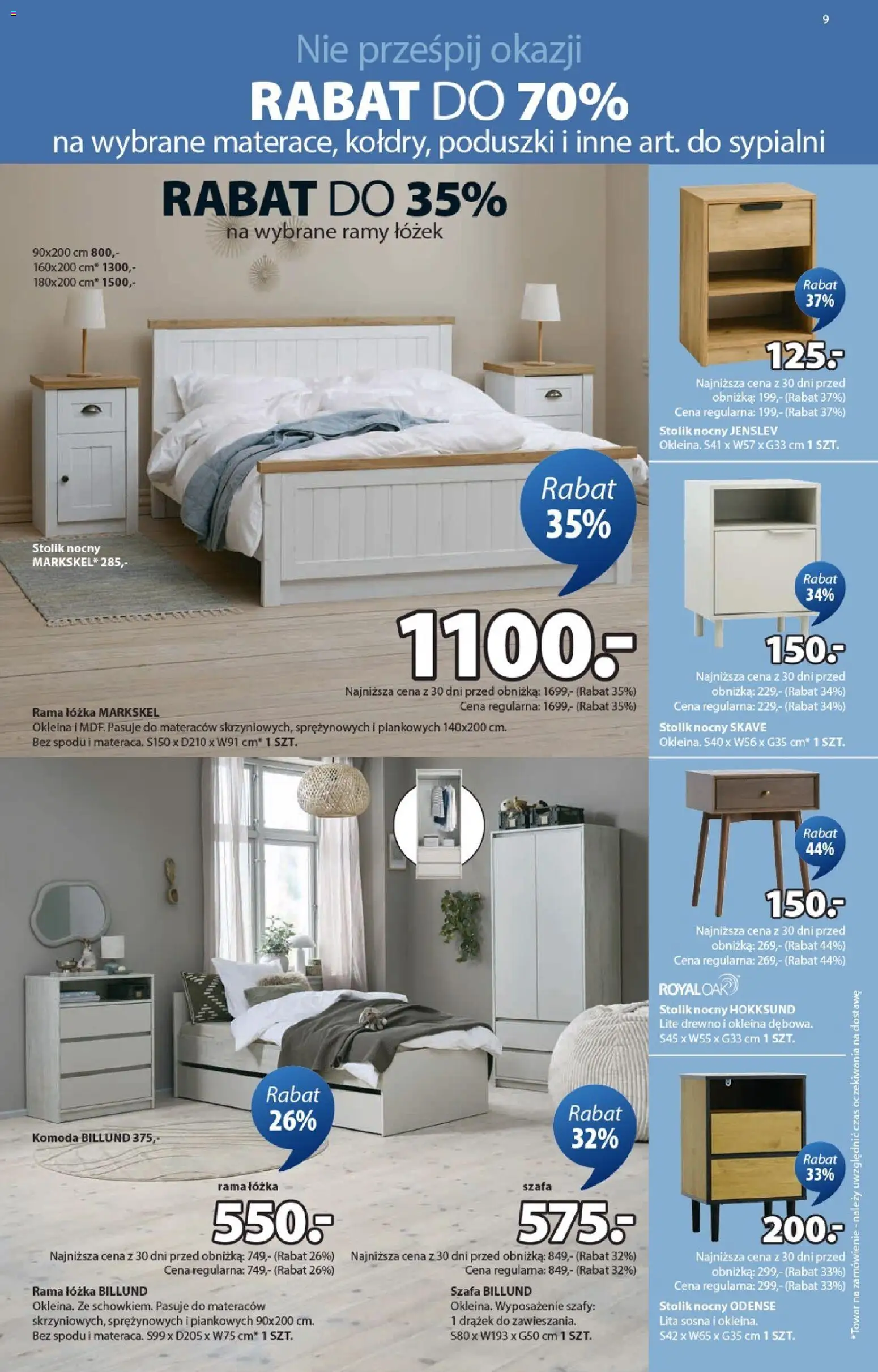 JYSK Gazetka od 14.01.2026 | Strona: 9 | Produkty: Szafa, Komoda, Stolik nocny