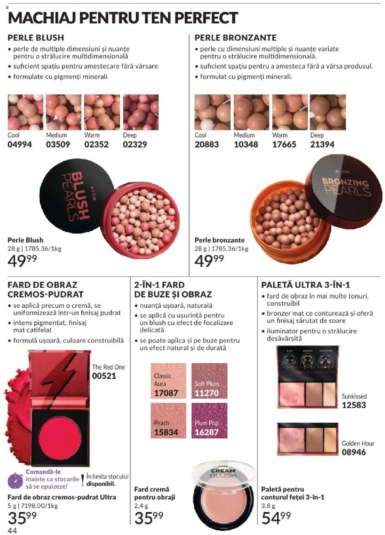 Catalog Avon - 06 2025 – valabil de la 01.06.2025 | Pagină: 44 | Produse: Akrilik boya, Bronzer, Iluminator, Cremă