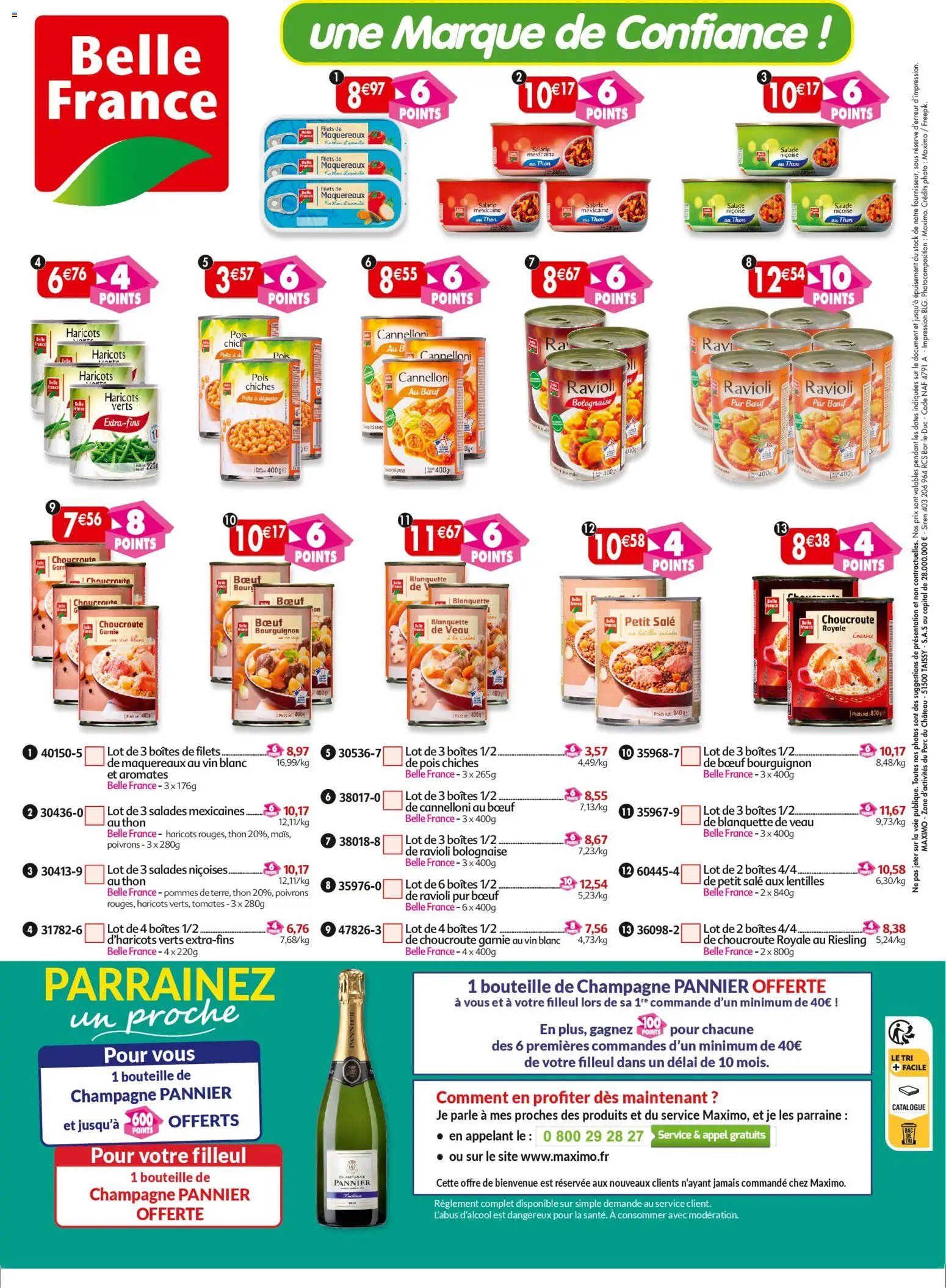 {H1} | Page: 104 | Produits: Salade, Champagne, Thon, Pommes