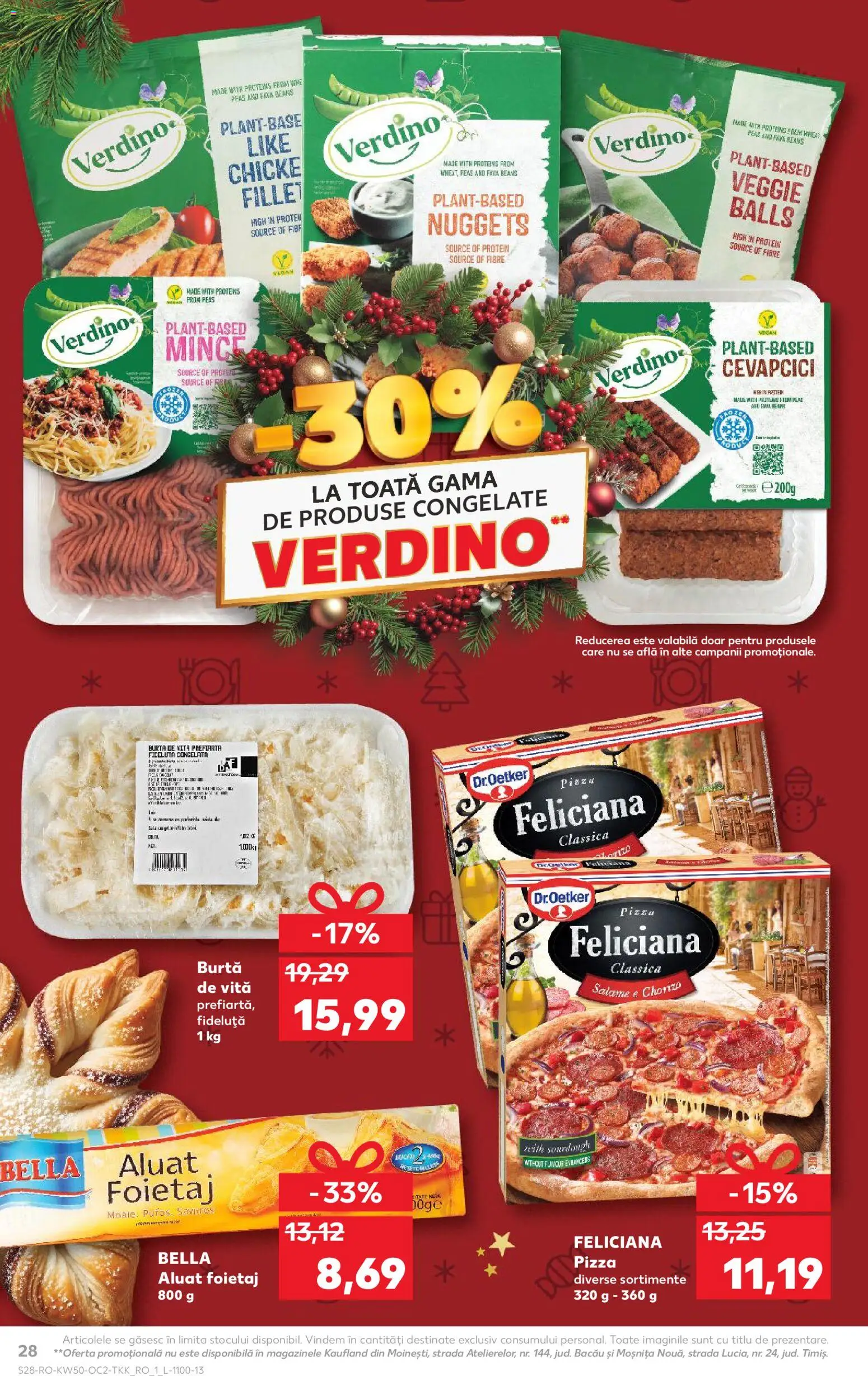 Kaufland RO akciós ujság - amely érvényes a következő dátumtól: 10.12.2025 | Oldal: 28 | Termékek: Nuggets, Protein, Chorizo, Pizza