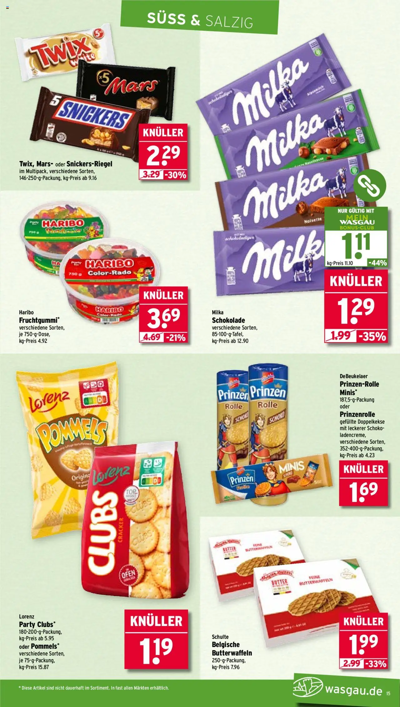 Wasgau Prospekt 	 - gültig ab dem 21.07.2025 | Seite: 15 | Produkte: Ofen, Haribo, Mars, Twix