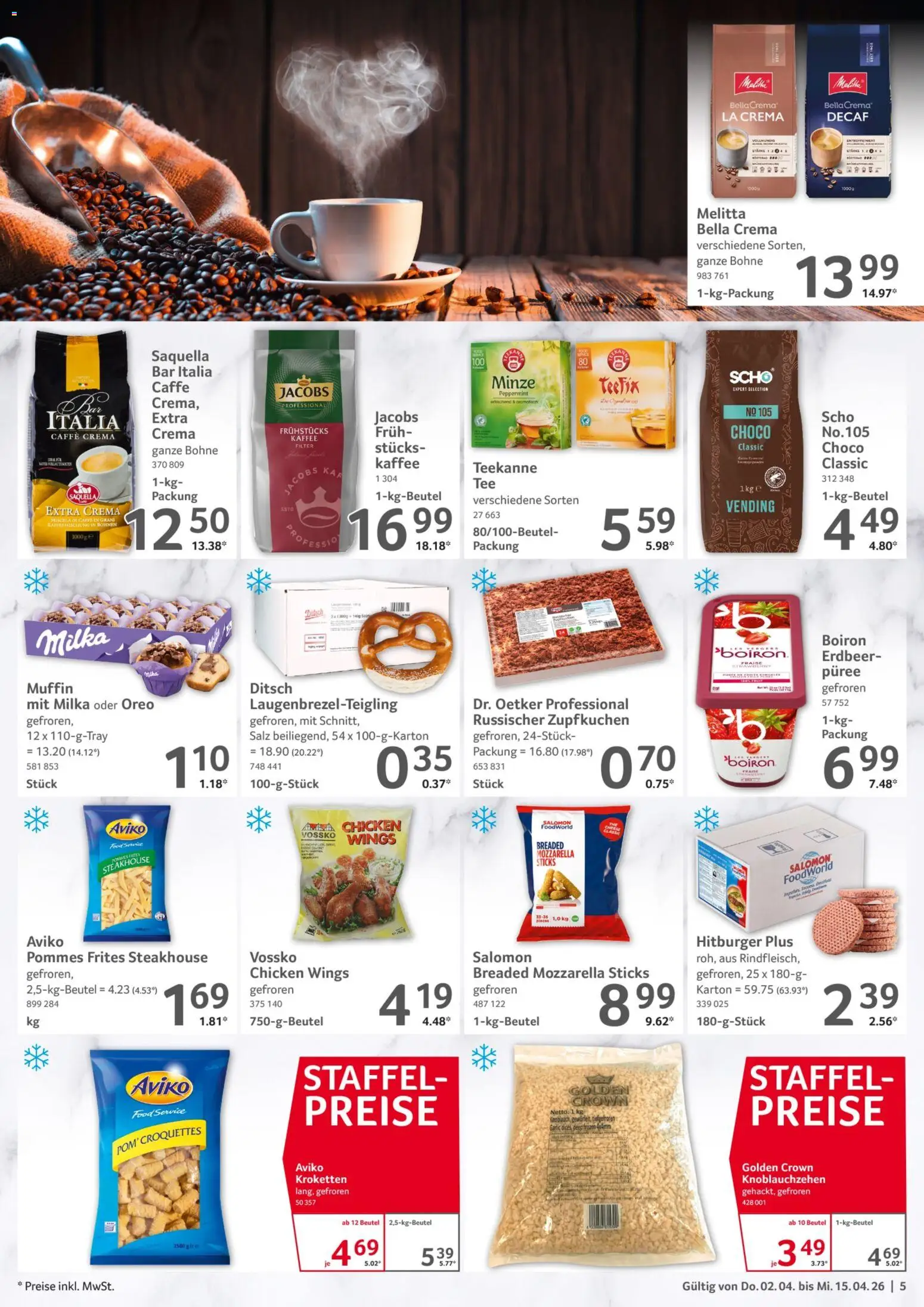 Selgros Gastronomie – gültig ab 02.04.2026 | Seite: 5 | Produkte: Melitta, Pommes, Pommes frites, Teekanne