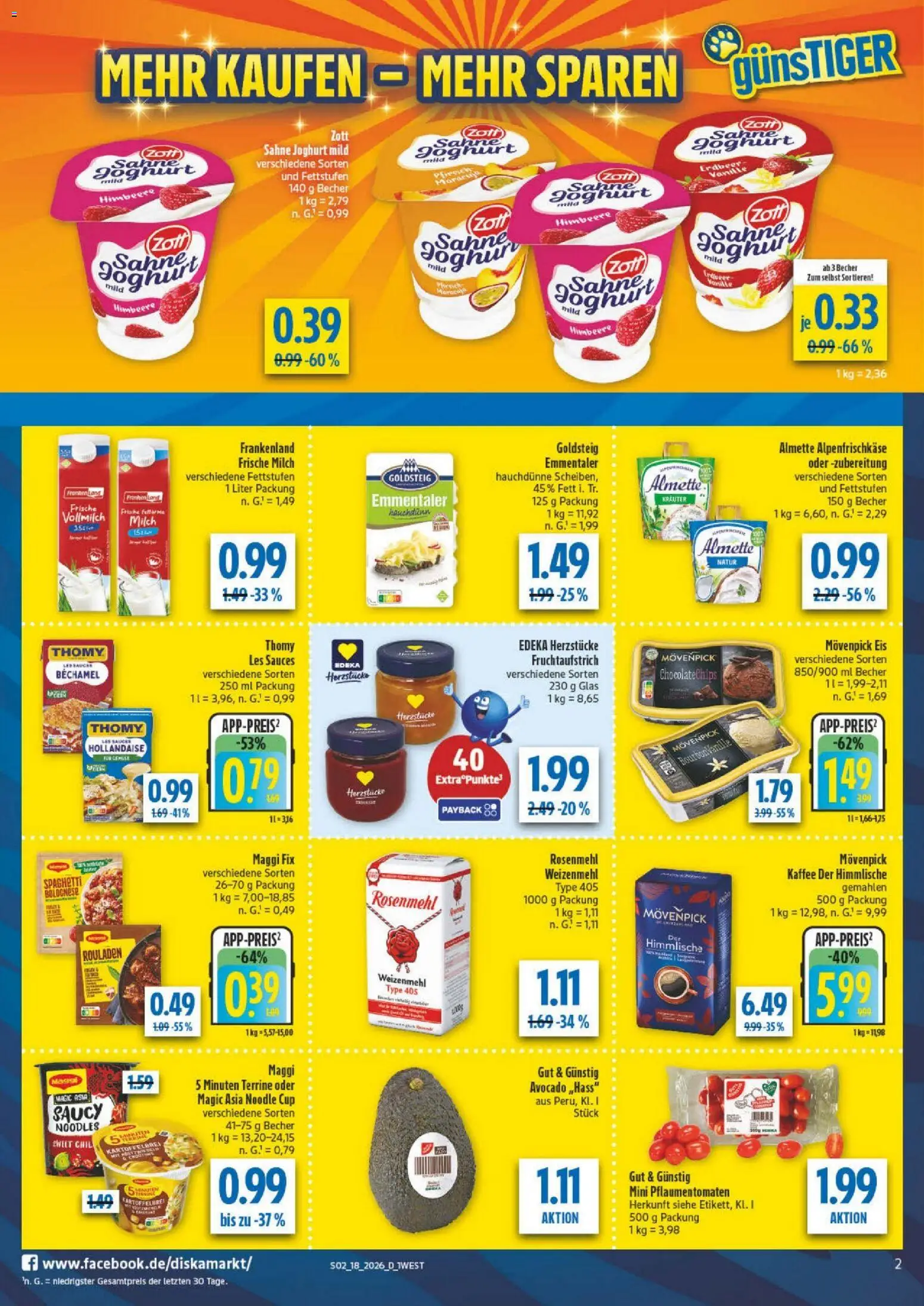 Diska - Diska Angebote Bayern KW18 – gültig ab 27.04.2026 | Seite: 2 | Produkte: Almette, Weizenmehl, Sahne, Maggi 5 minuten terrine