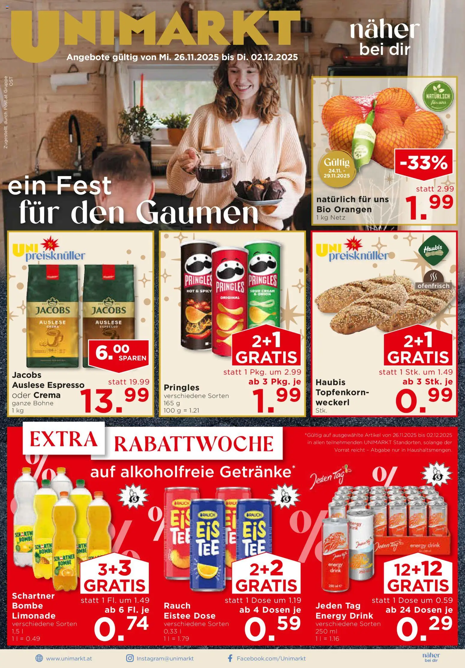 Unimarkt Ost gültig ab 26.11.2025 | Seite: 3 | Produkte: Eis, Orangen, Tee
