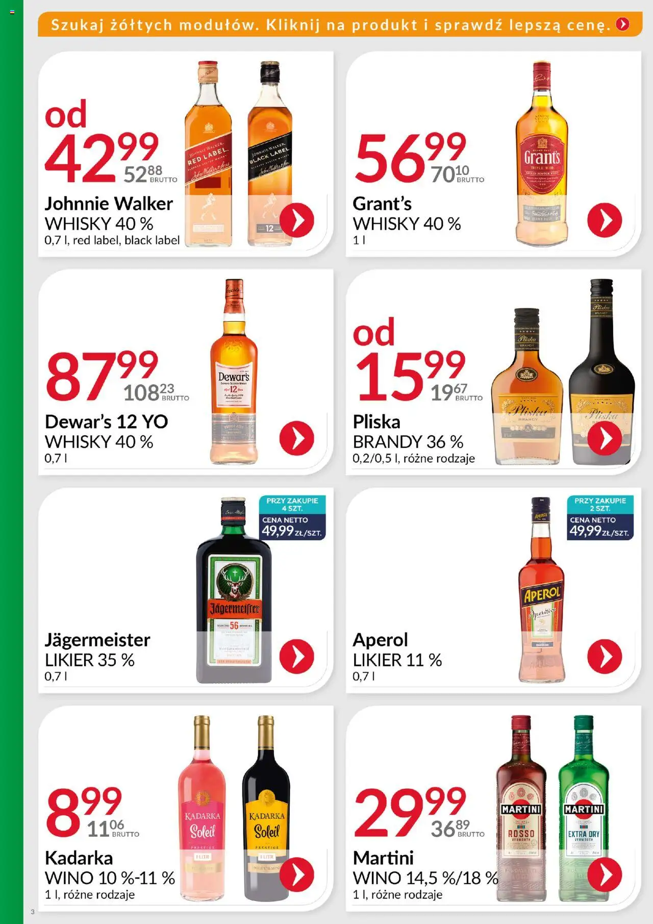 Eurocash Gazetka - Ofensywa Cenowa Alkoholowa od 16.10.2025 | Strona: 3 | Produkty: Martini, Black Label, Pliska brandy, Aperol