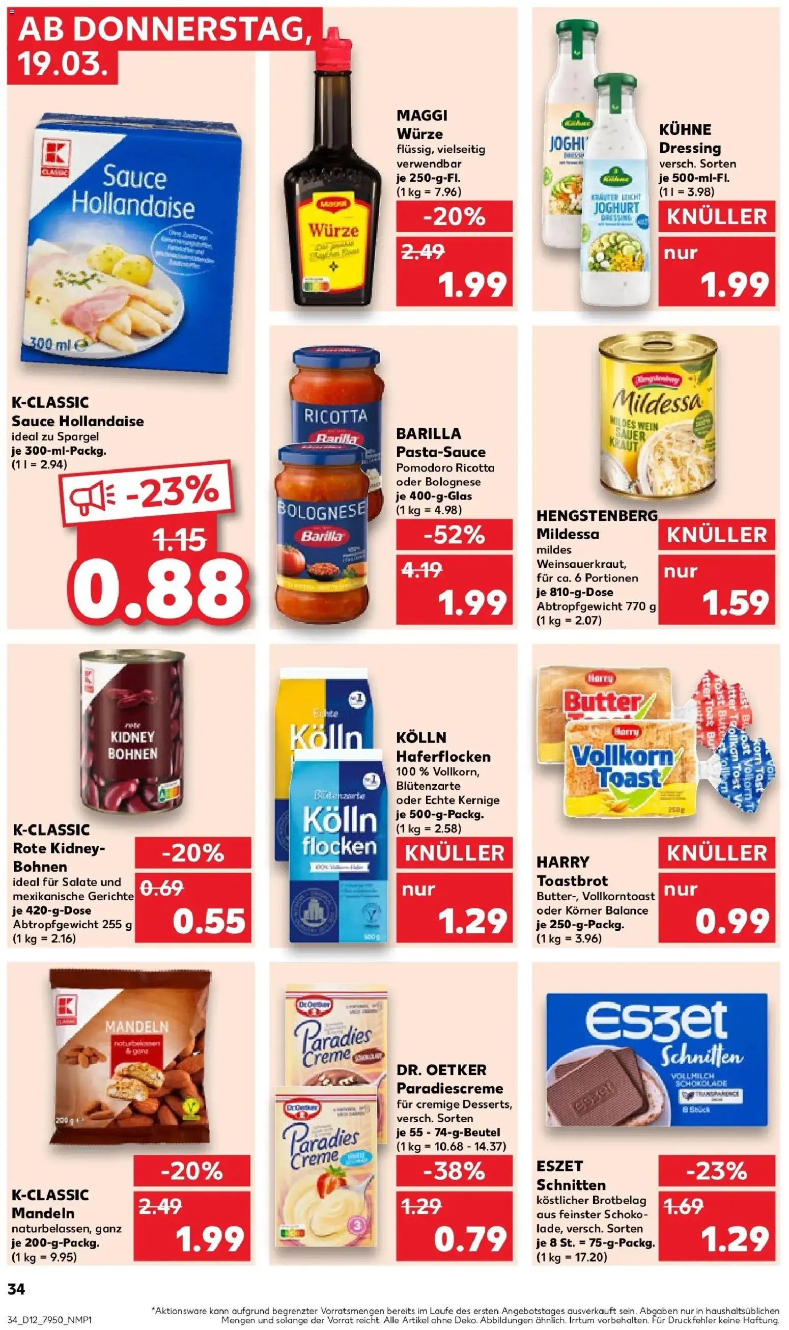 Kaufland Prospekt Bremerhaven	 – gültig ab 19.03.2026 | Seite: 34 | Produkte: Butter, Toast, Schokolade, Toastbrot