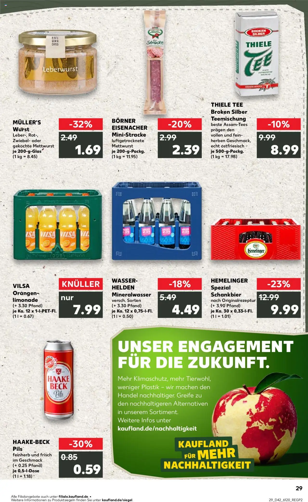 Kaufland prospekt Bremen	 – gültig ab 16.10.2025 | Seite: 29 | Produkte: Limonade, Mineralwasser, Wasser, Wurst