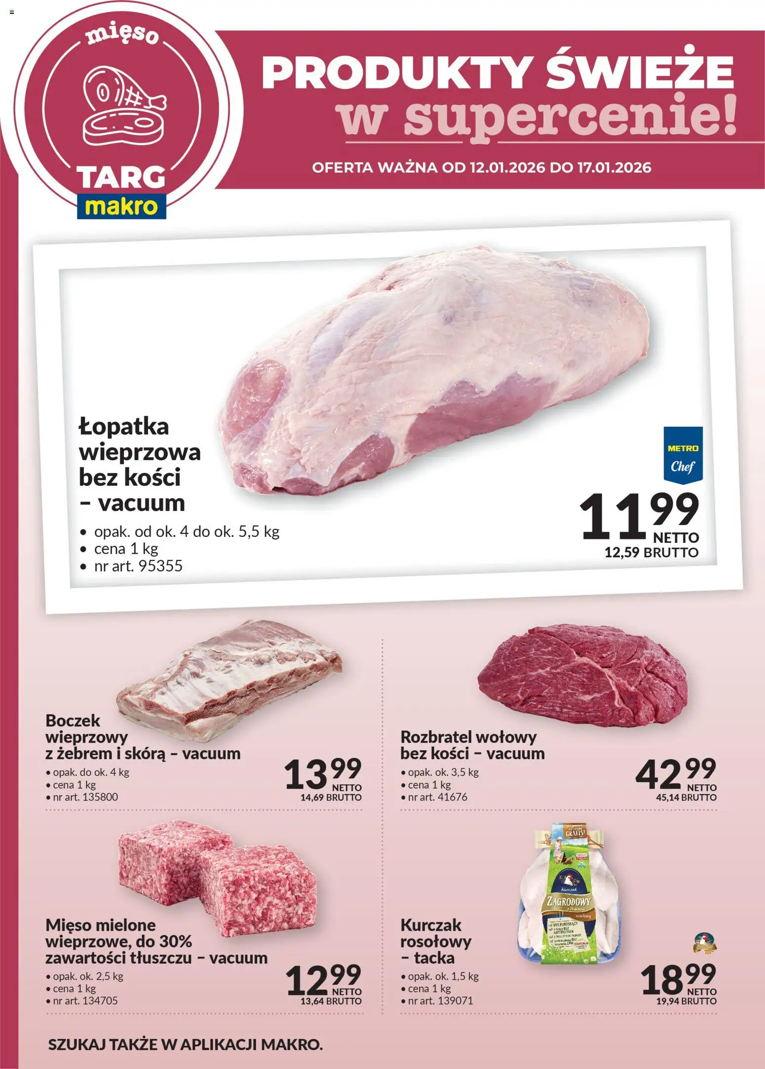 Makro Gazetka - Produkty świeże w supercenie od 12.01.2026 | Strona: 1 | Produkty: Mięso, Boczek wieprzowy, Mięso mielone, Kurczak zagrodowy