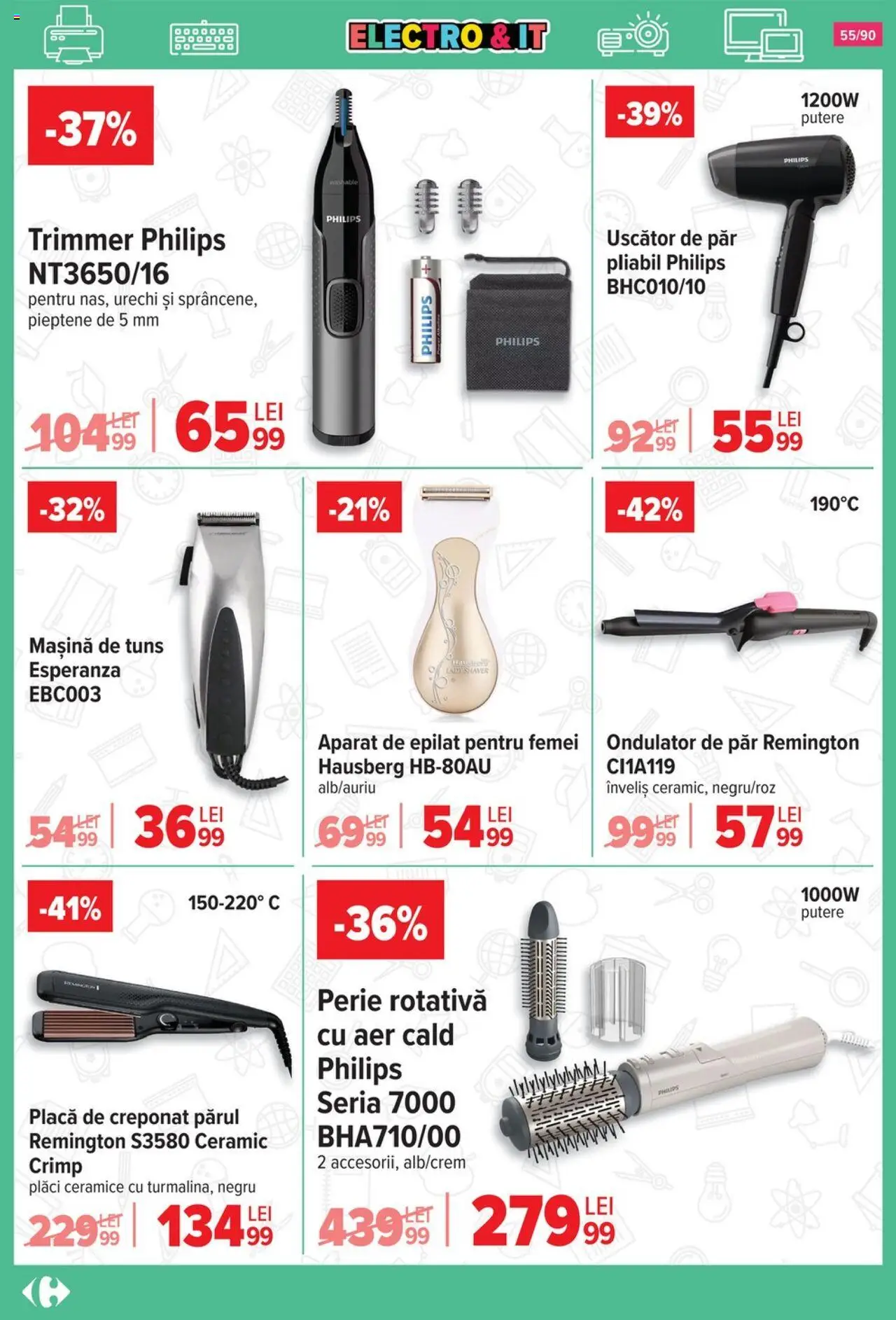 Carrefour catalog - Începe școala – valabil de la 13.08.2025 | Pagină: 56 | Produse: Pieptene, Perie rotativă, Ondulator, Mașină de tuns