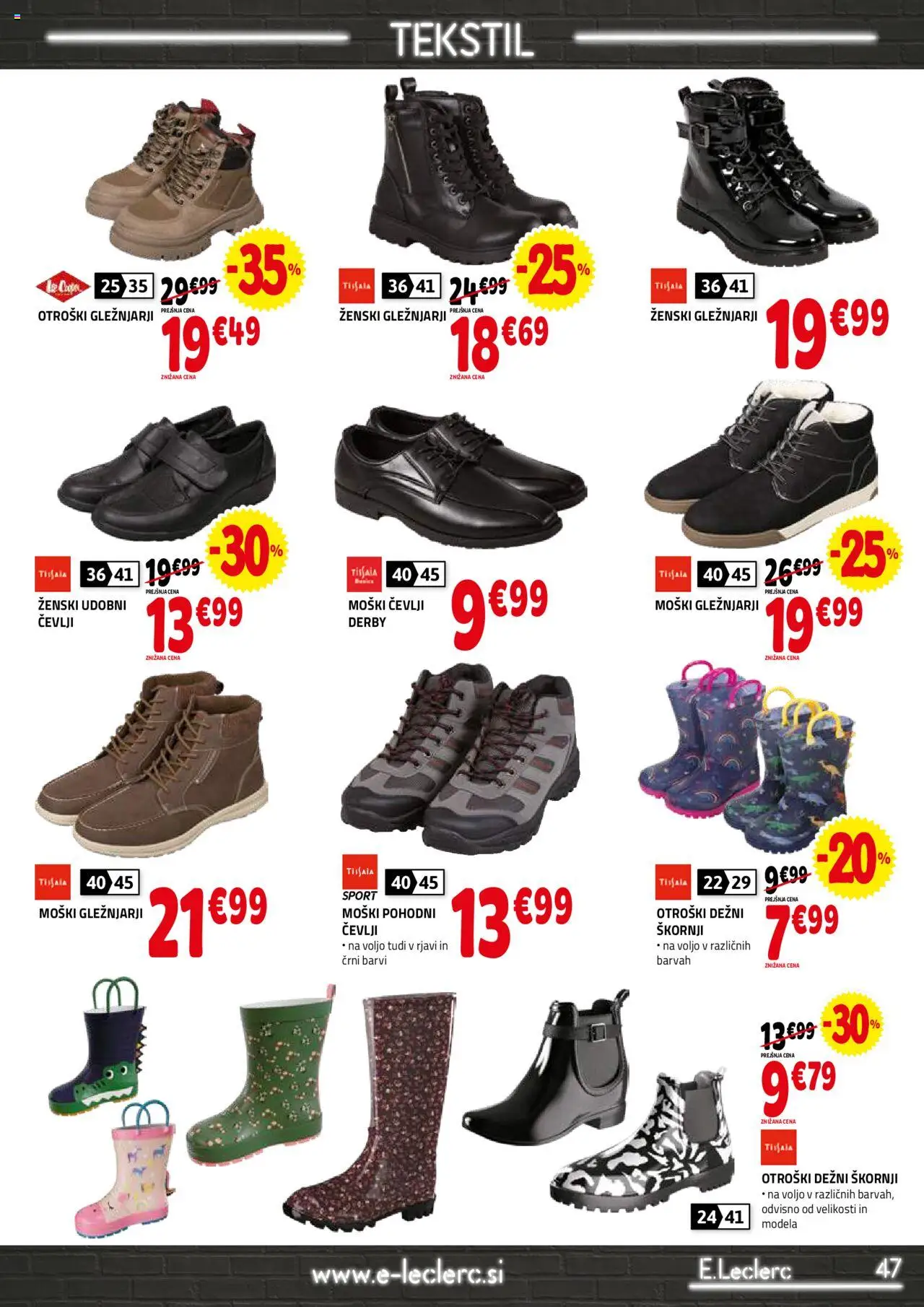 Novi E.leclerc katalog ponudbe – veljaven od 01.10.2025 | Stran: 47 | Izdelki: Škornji, Cevlji