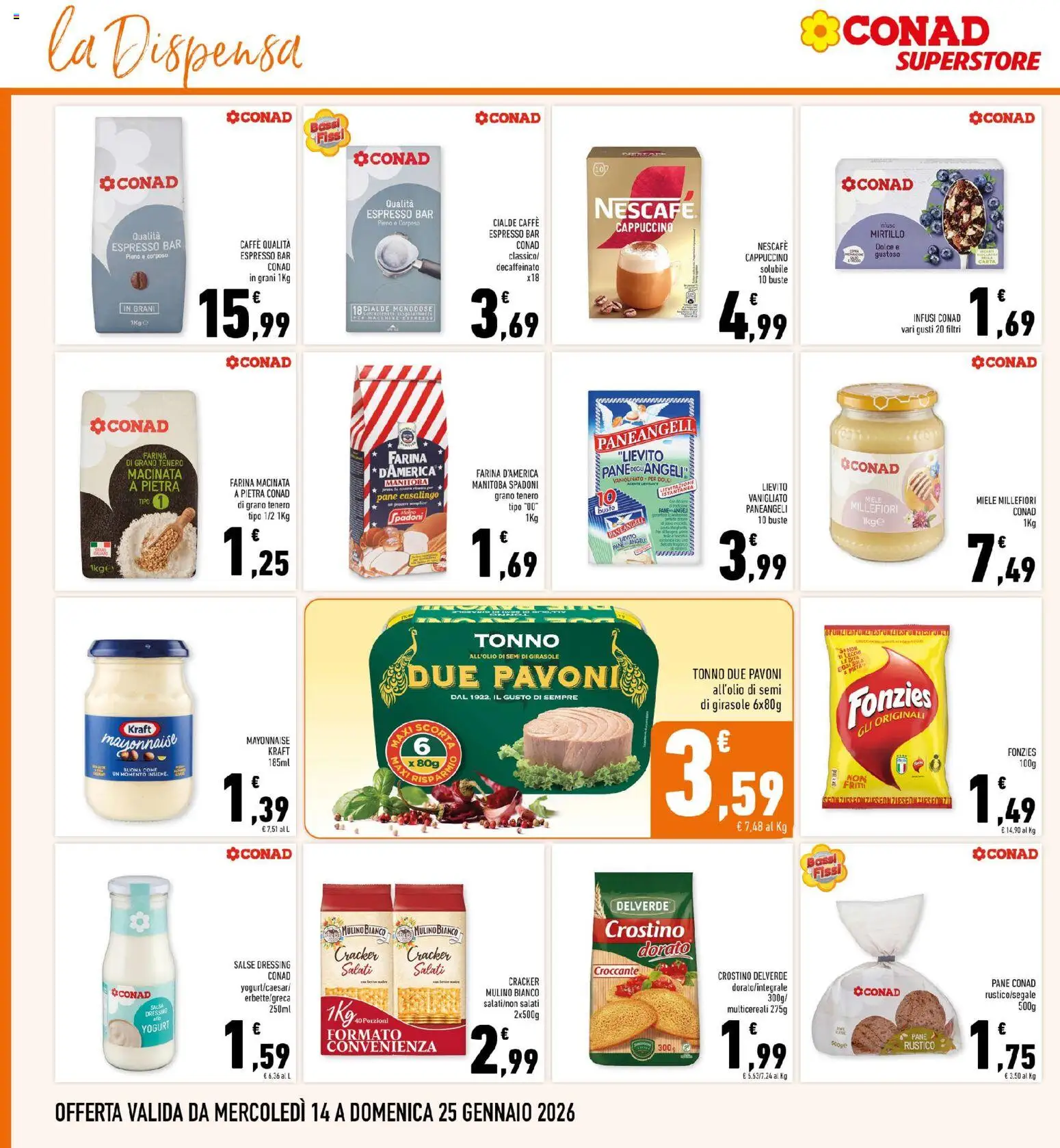 Volantino Conad del 14.01.2026 | Pagina: 18 | Prodotti: Caffè, Mele, Salsa, Tonno