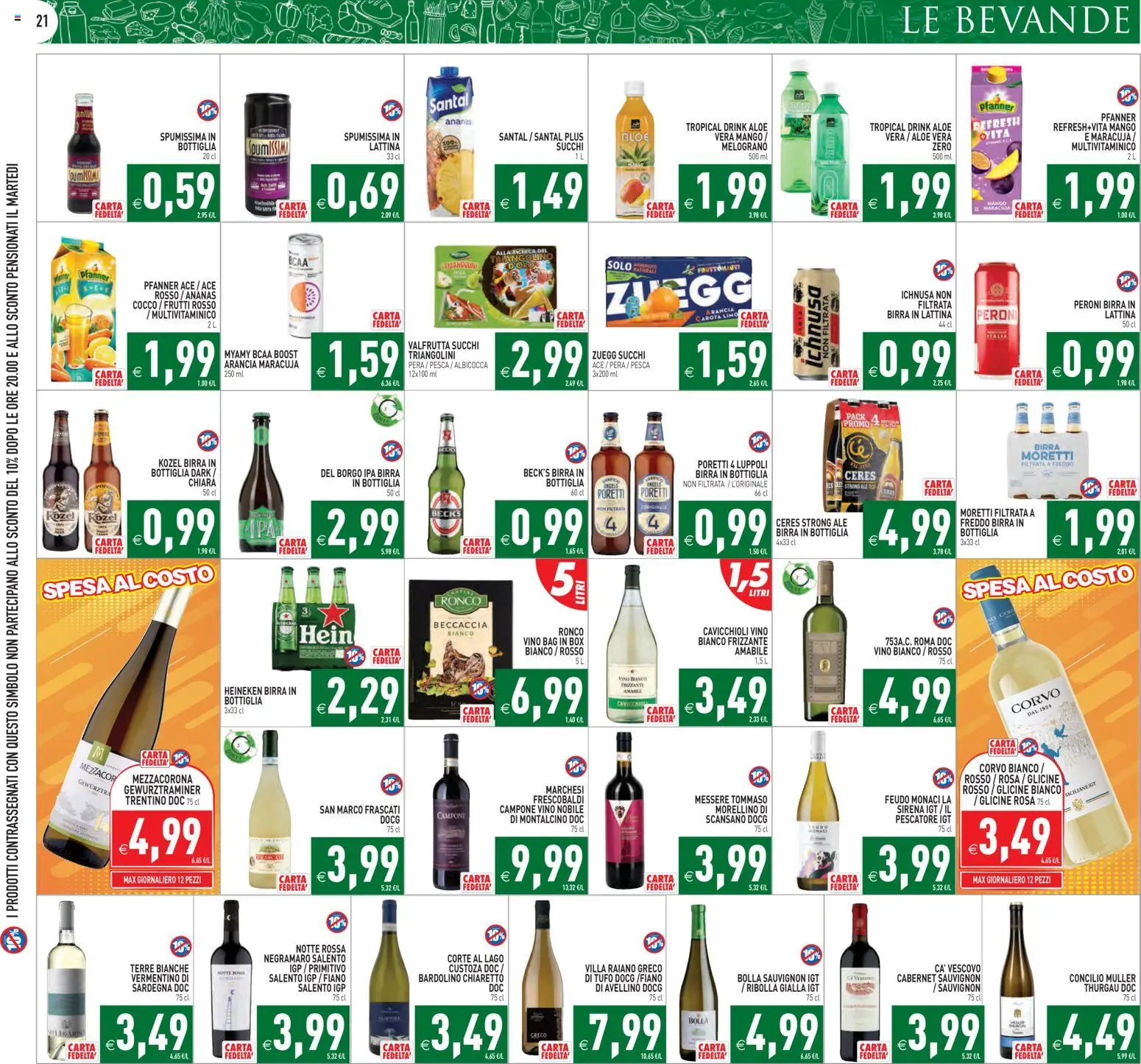 Volantino PIM Supermercati del 17.04.2026 | Pagina: 21 | Prodotti: Vino, Arancia, Aloe vera, Heineken