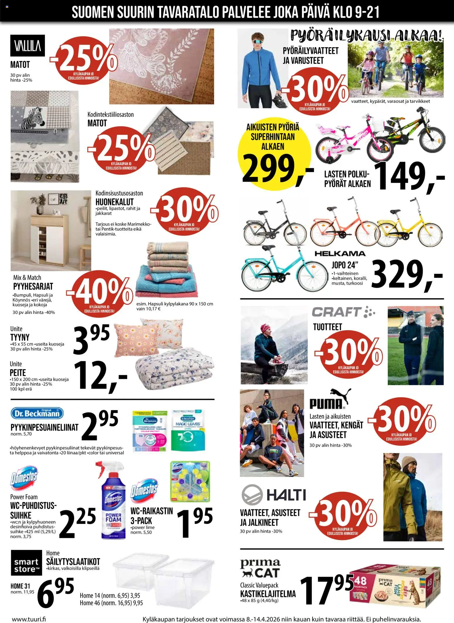 Tuuri tarjoukset – voimassa 08.04.2026 alkaen | Sivu: 3 | Tuotteet: Matot, Säilytyslaatikot, Tyyny