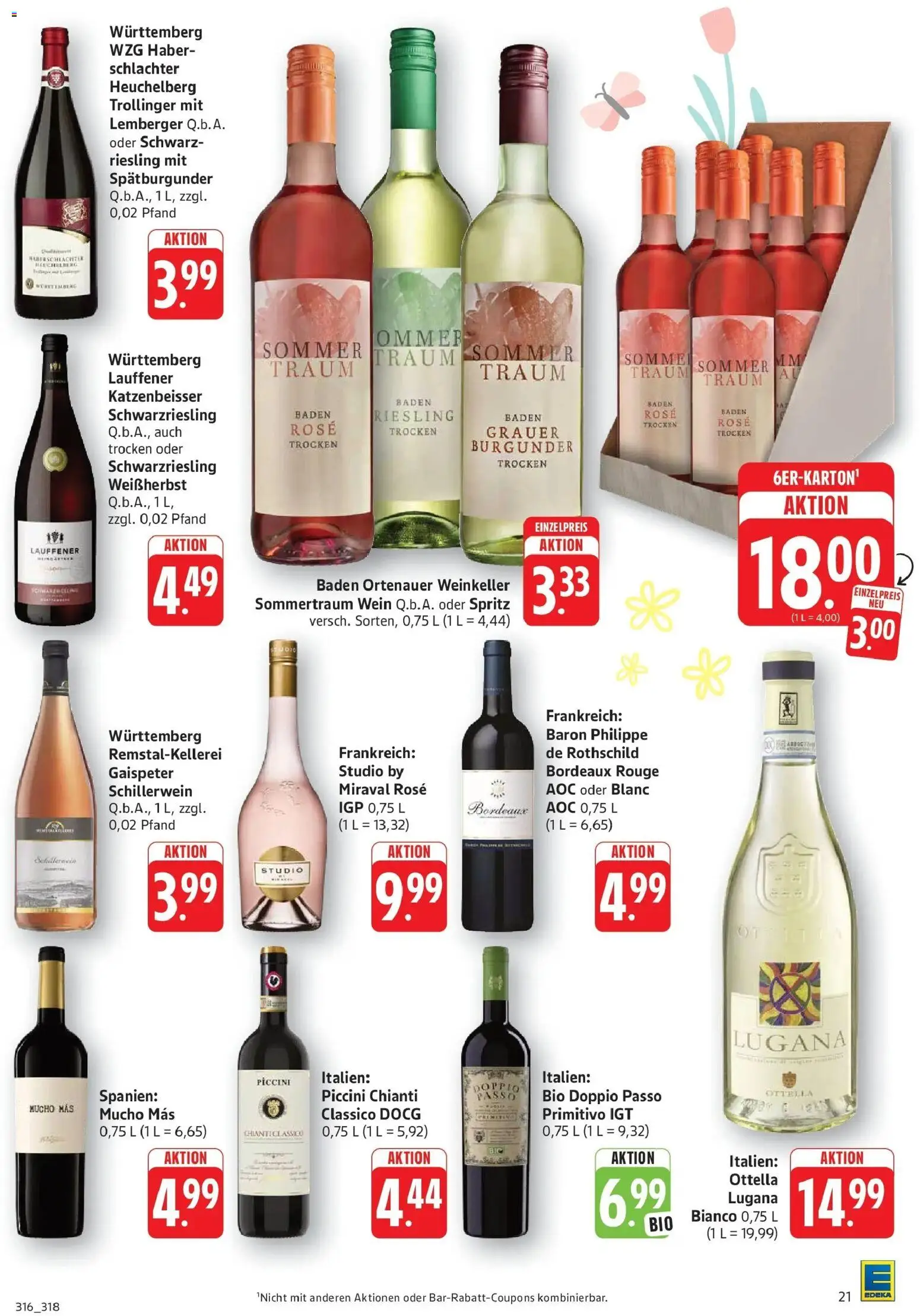 Edeka prospekt Geislingen	 – gültig ab 23.03.2026 | Seite: 21 | Produkte: Doppio passo primitivo, Rouge, Doppio Passo, Wein