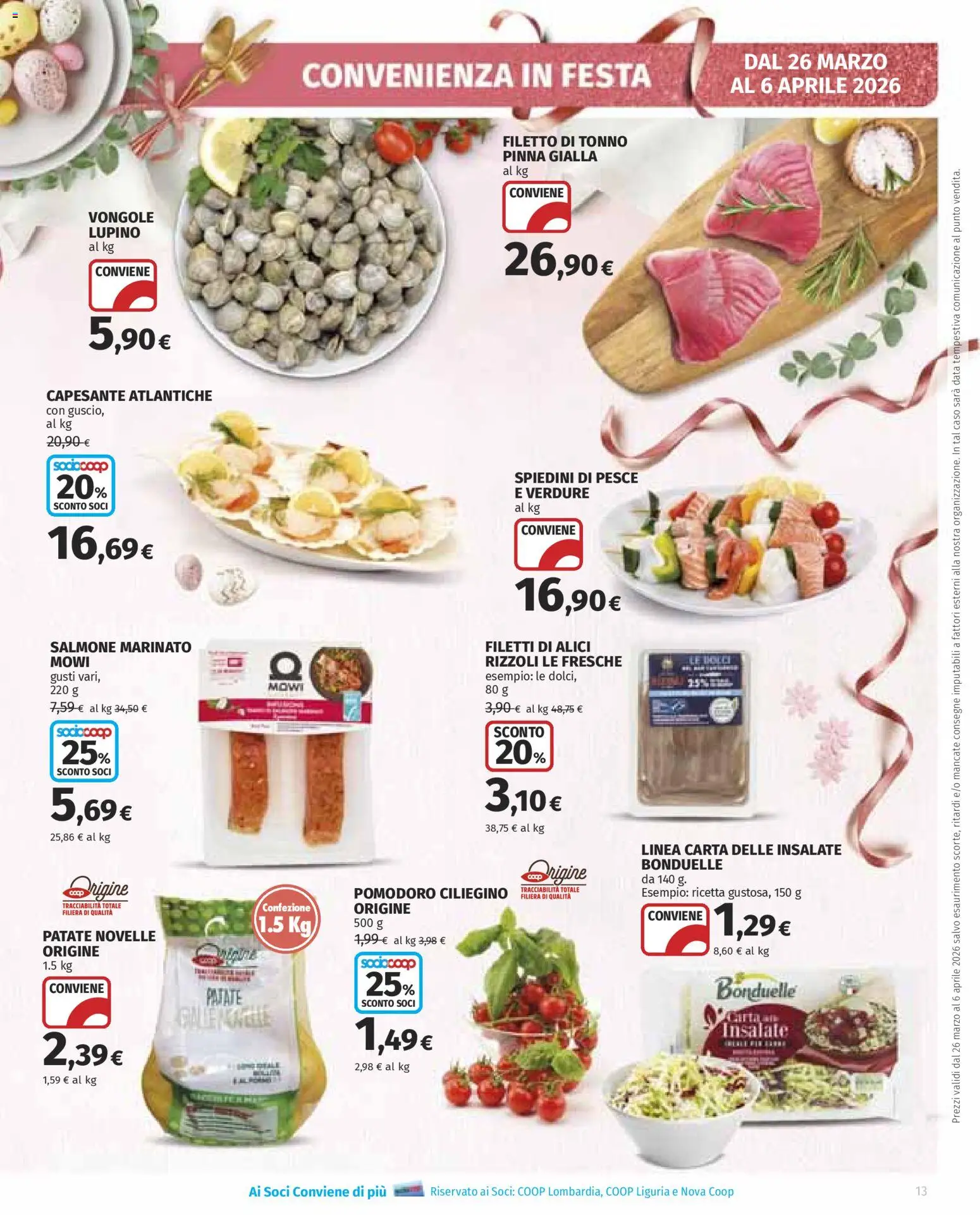 Volantino Ipercoop del 26.03.2026 | Pagina: 13 | Prodotti: Vongole, Patate, Data, Spiedini