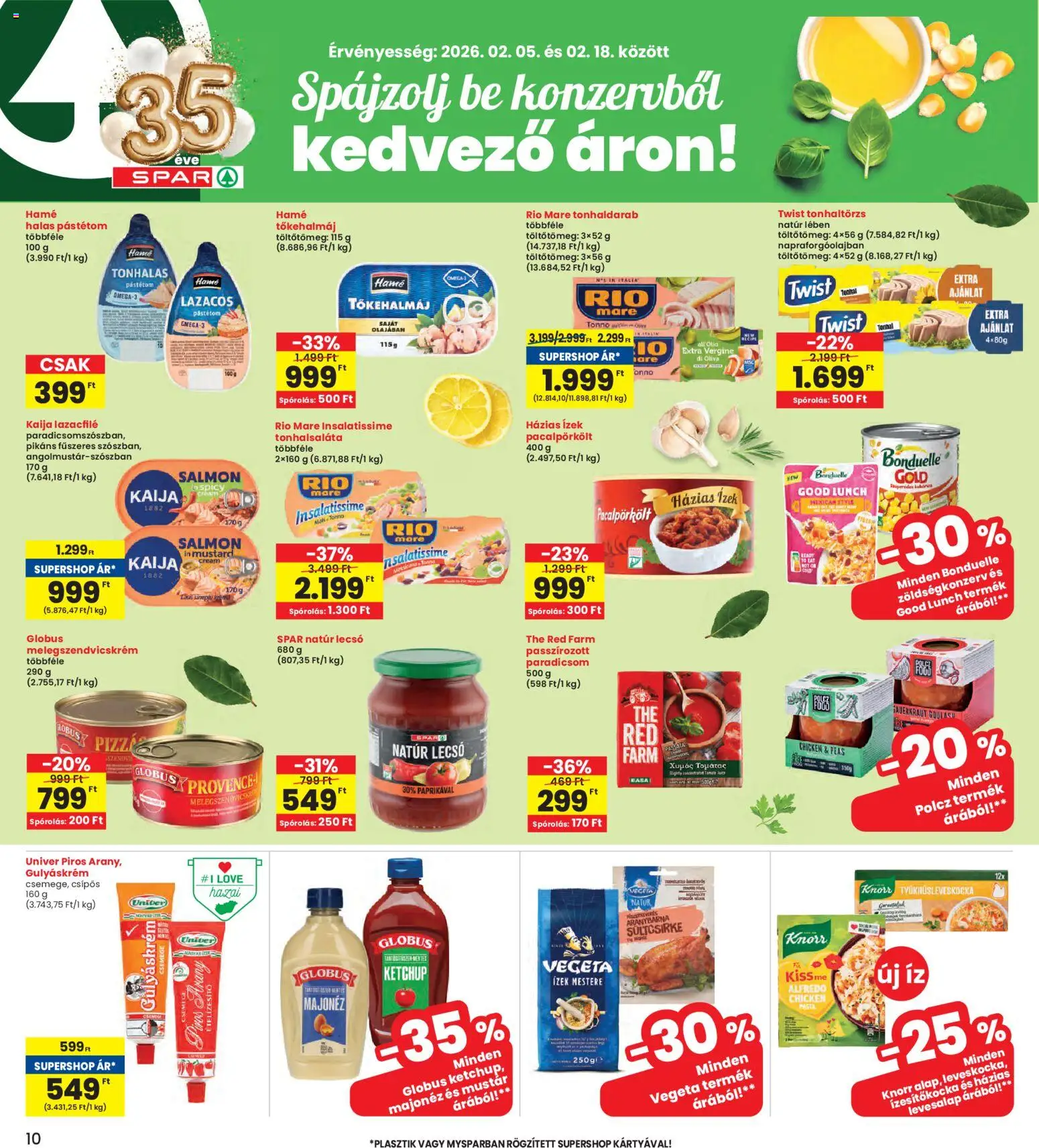 Interspar akciós ujság - amely érvényes a következő dátumtól: 05.02.2026 | Oldal: 10 | Termékek: Gulyáskrém, Ketchup, Ételízesítő, Mustár