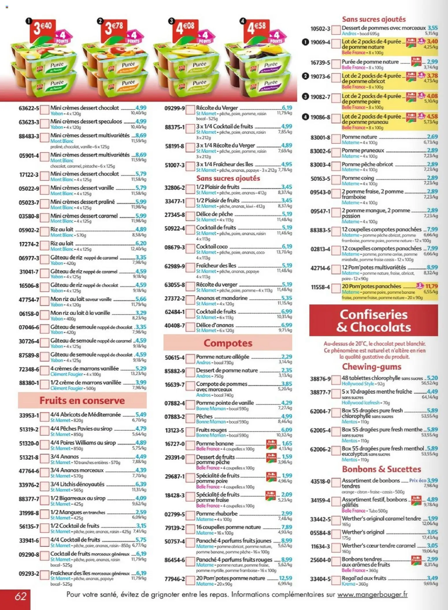 {H1} | Page: 62 | Produits: Abricot, Pêche, Lait, Crème