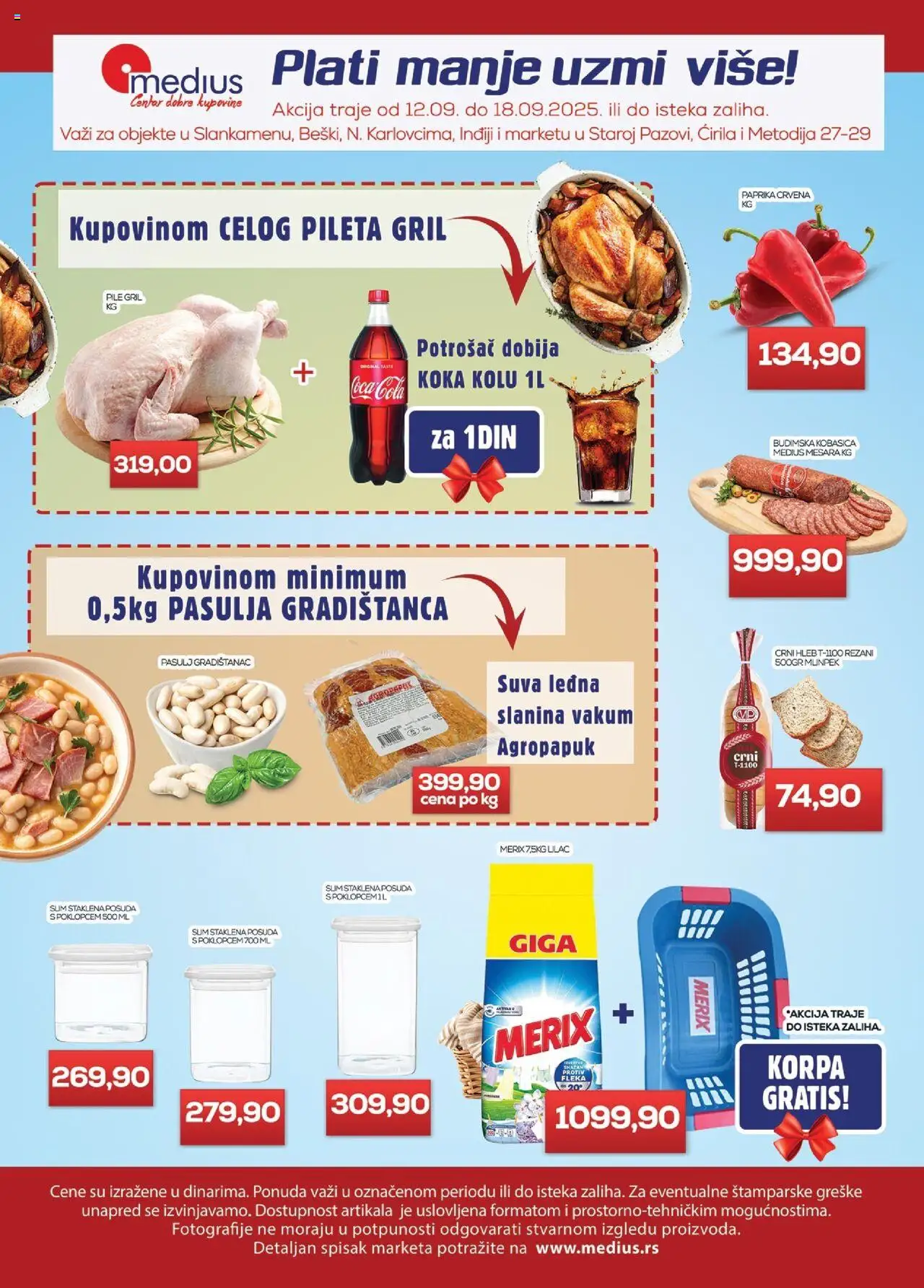Medius katalog - važi od 12.09.2025 | Strana: 1 | Proizvode: Pasulj, Paprika, Budimska kobasica, Pile