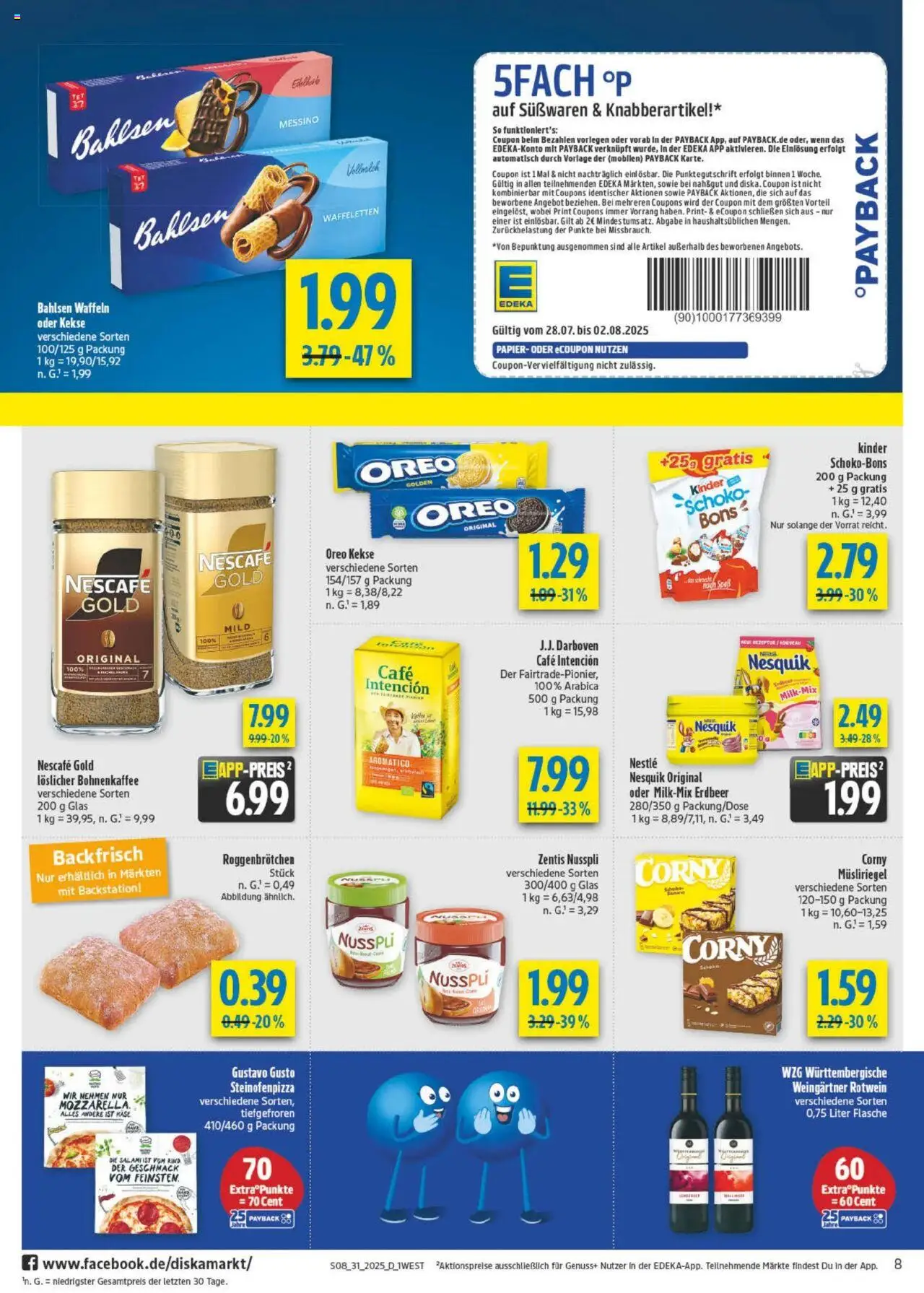 Diska - Bayern - gültig ab dem 28.07.2025 | Seite: 8 | Produkte: Gustavo gusto, Nesquik, Salami, Kekse