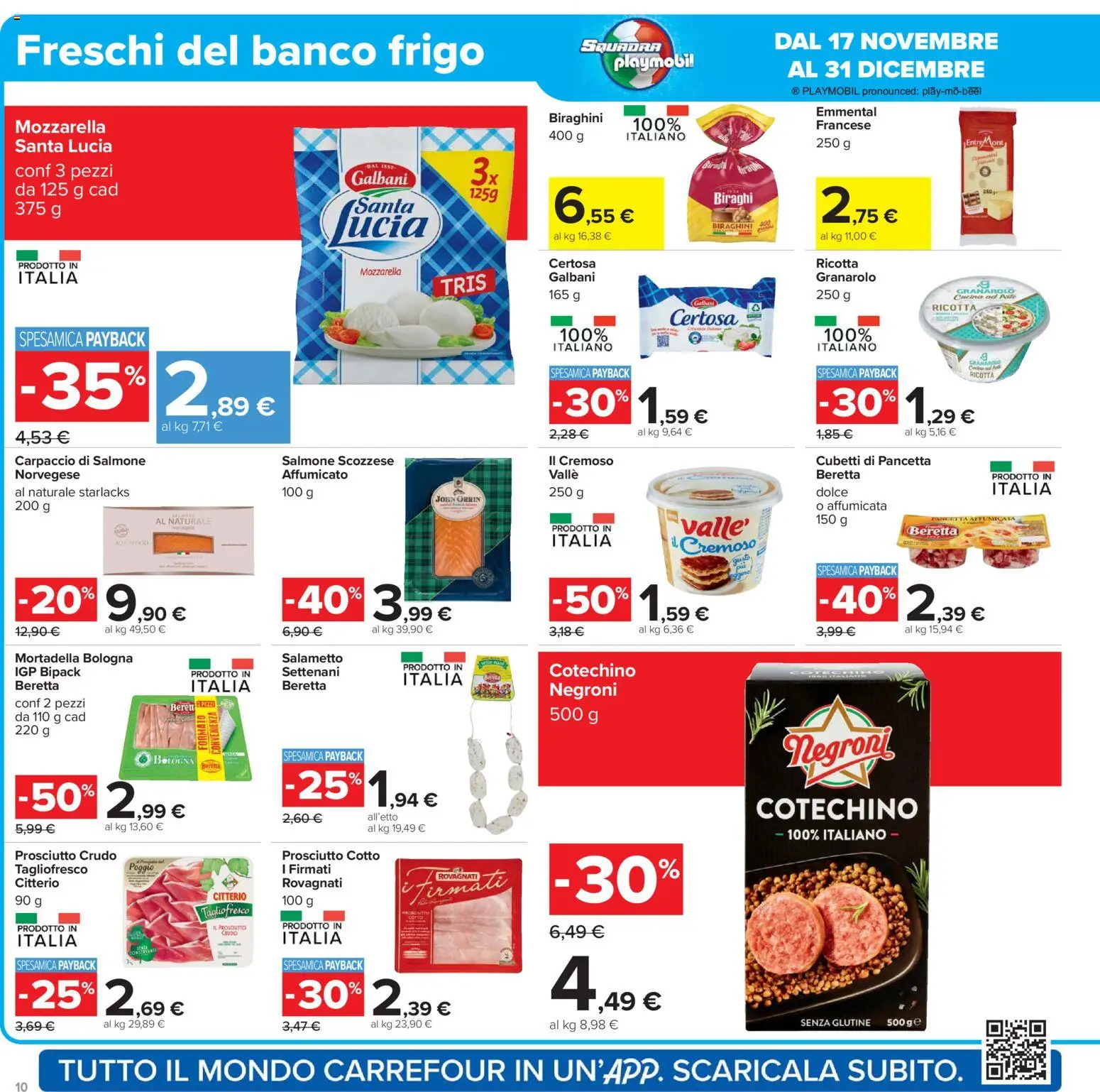 Volantino Carrefour del 02.12.2025 | Pagina: 10 | Prodotti: Pancetta, Mozzarella, Prosciutto, Emmental