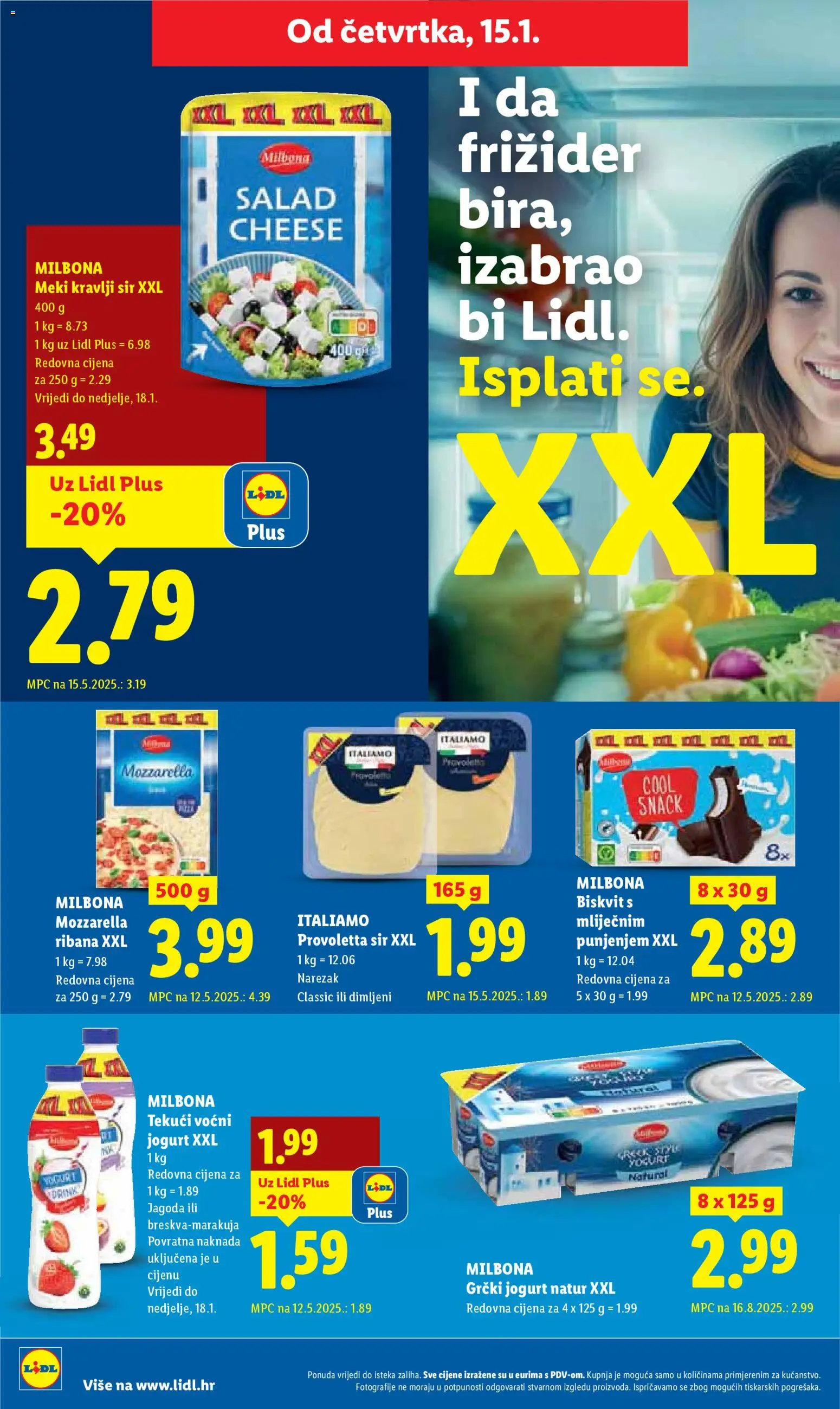 Lidl katalog | vrijedi od 12.01.2026 | Stranica: 56 | Proizvodi: Mozzarella, Jogurt, Voćni jogurt, Narezak