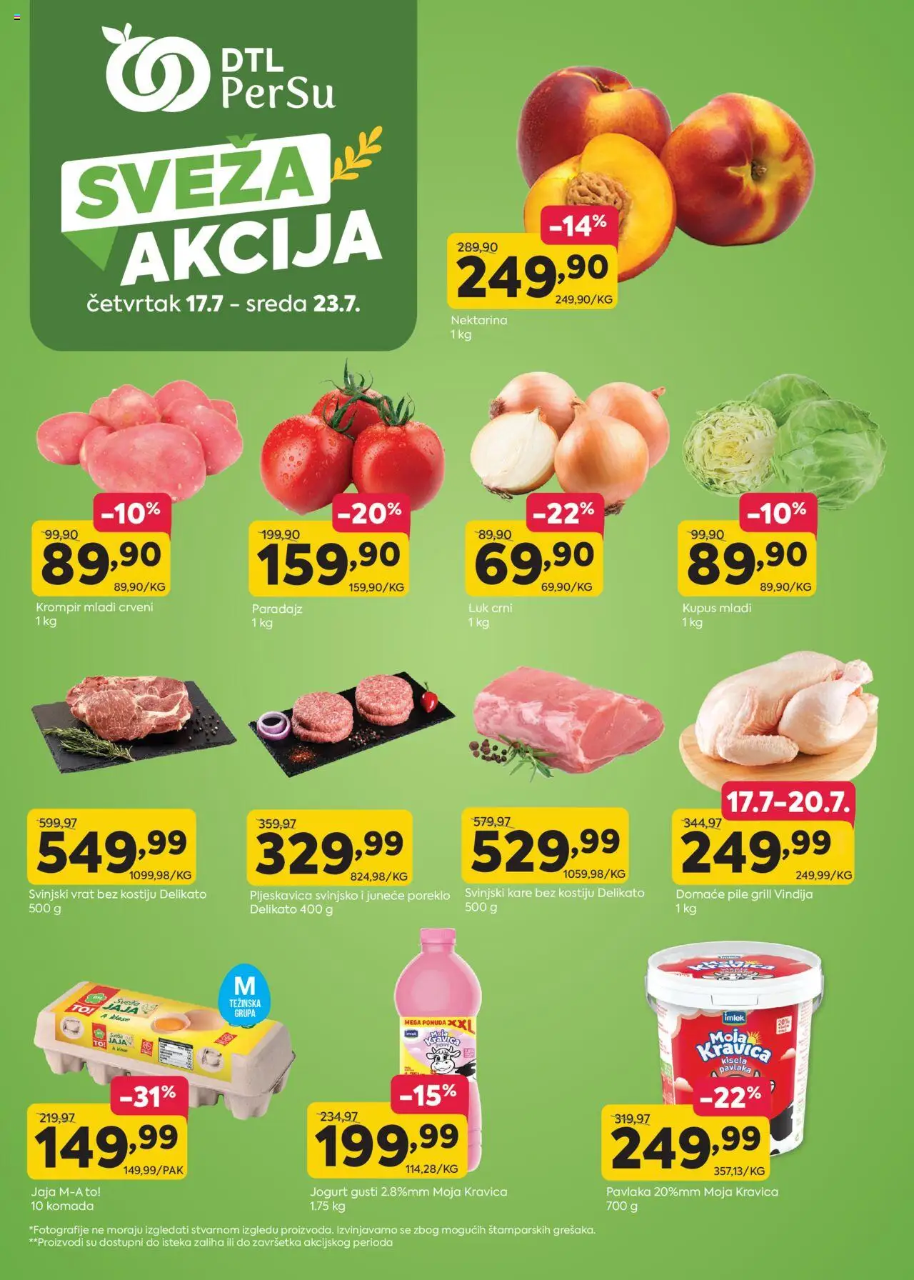 PerSu katalog - važi od 17.07.2025 | Strana: 1 | Proizvode: Svinjski kare, Krompir, Moja kravica, Jaja