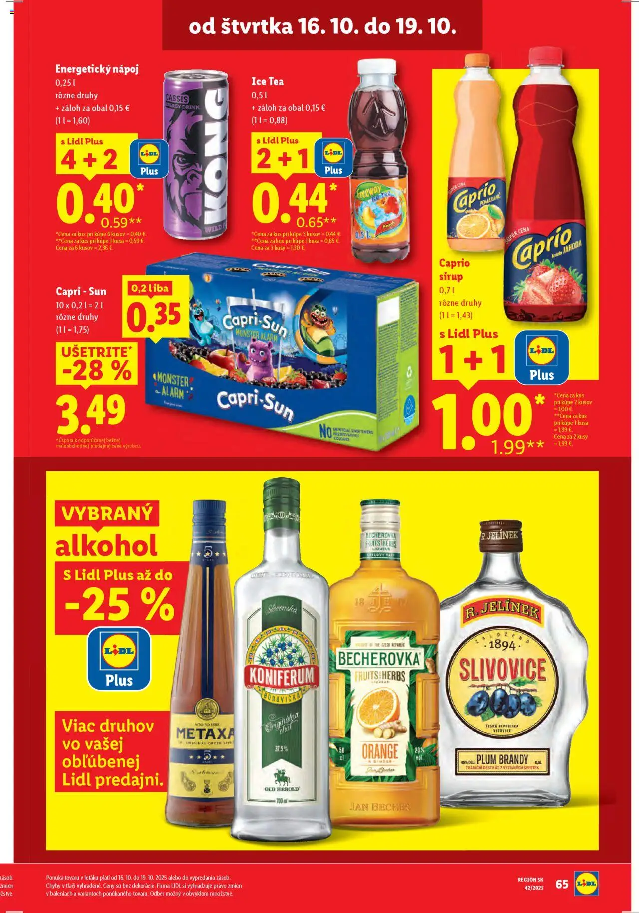 Nové Lidl akcie – leták je platný od 13.10.2025 | Strana: 87 | Produkty: Becherovka, Metaxa, Koniferum, Alkohol