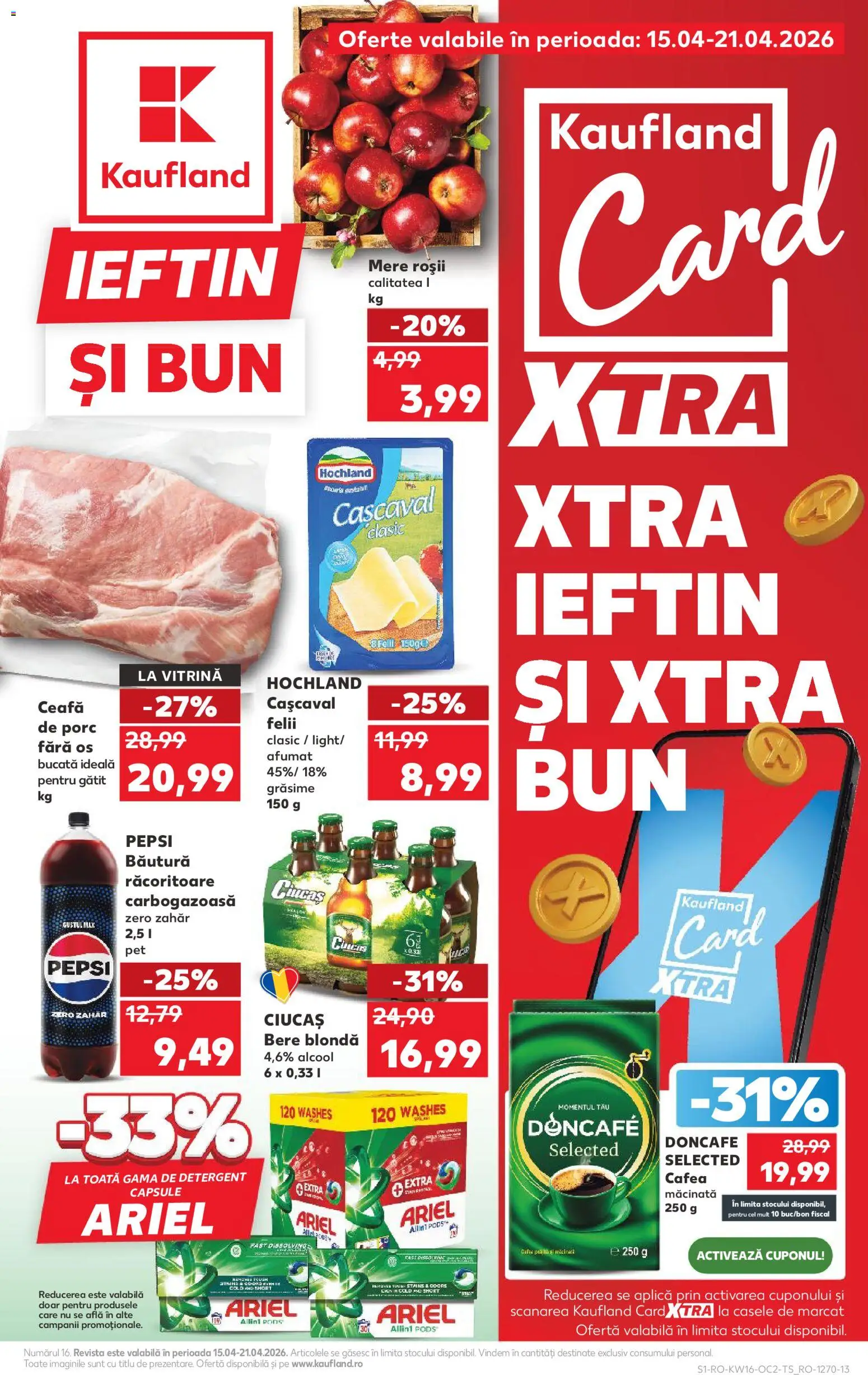 Noul catalog Kaufland – valabil de la 15.04.2026 | Pagină: 1 | Produse: Vitrină, Cafea, Mere, Roșii