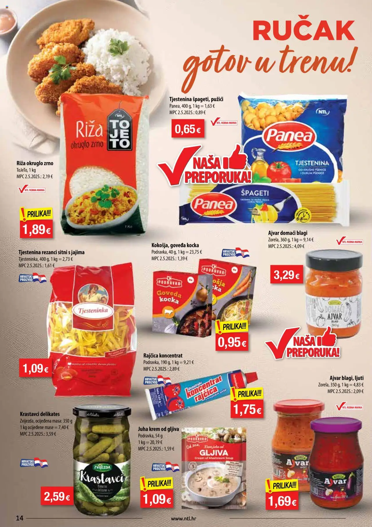 NTL katalog | vrijedi od 10.09.2025 | Stranica: 14 | Proizvodi: Rezanci, Tjestenina, Krastavci, Juha