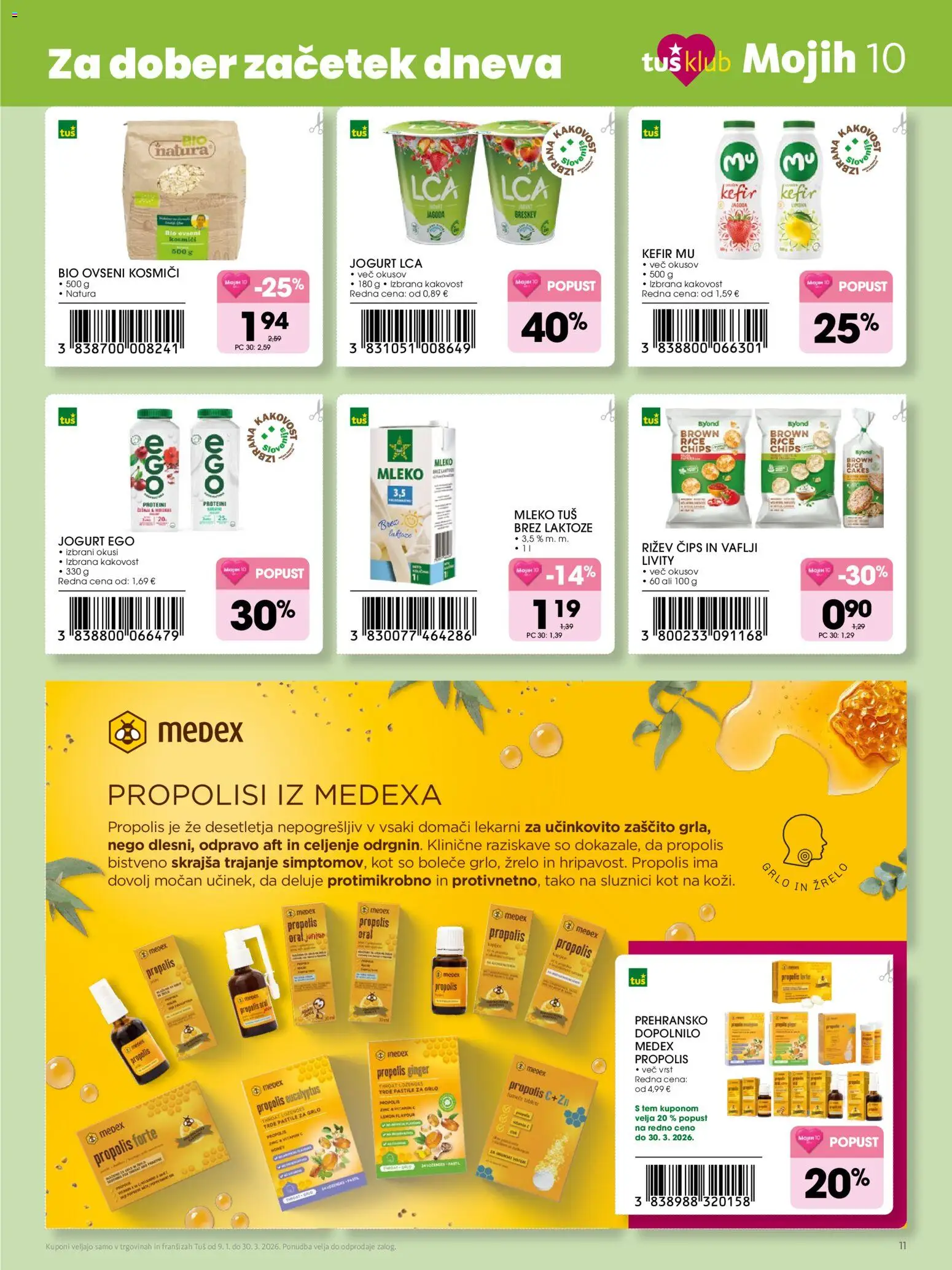 Novi Tuš katalog ponudbe – veljaven od 09.01.2026 | Stran: 11 | Izdelki: Kefir, Vaflji, Mleko, Jogurt