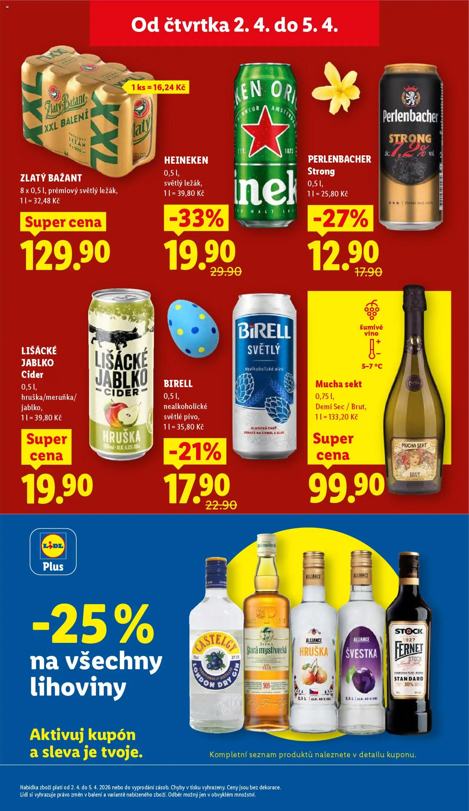 Lidl leták od 02.04.2026 | Strana: 25 | Produkty: Heineken, Cider, Mucha sekt, Lišácké jablko