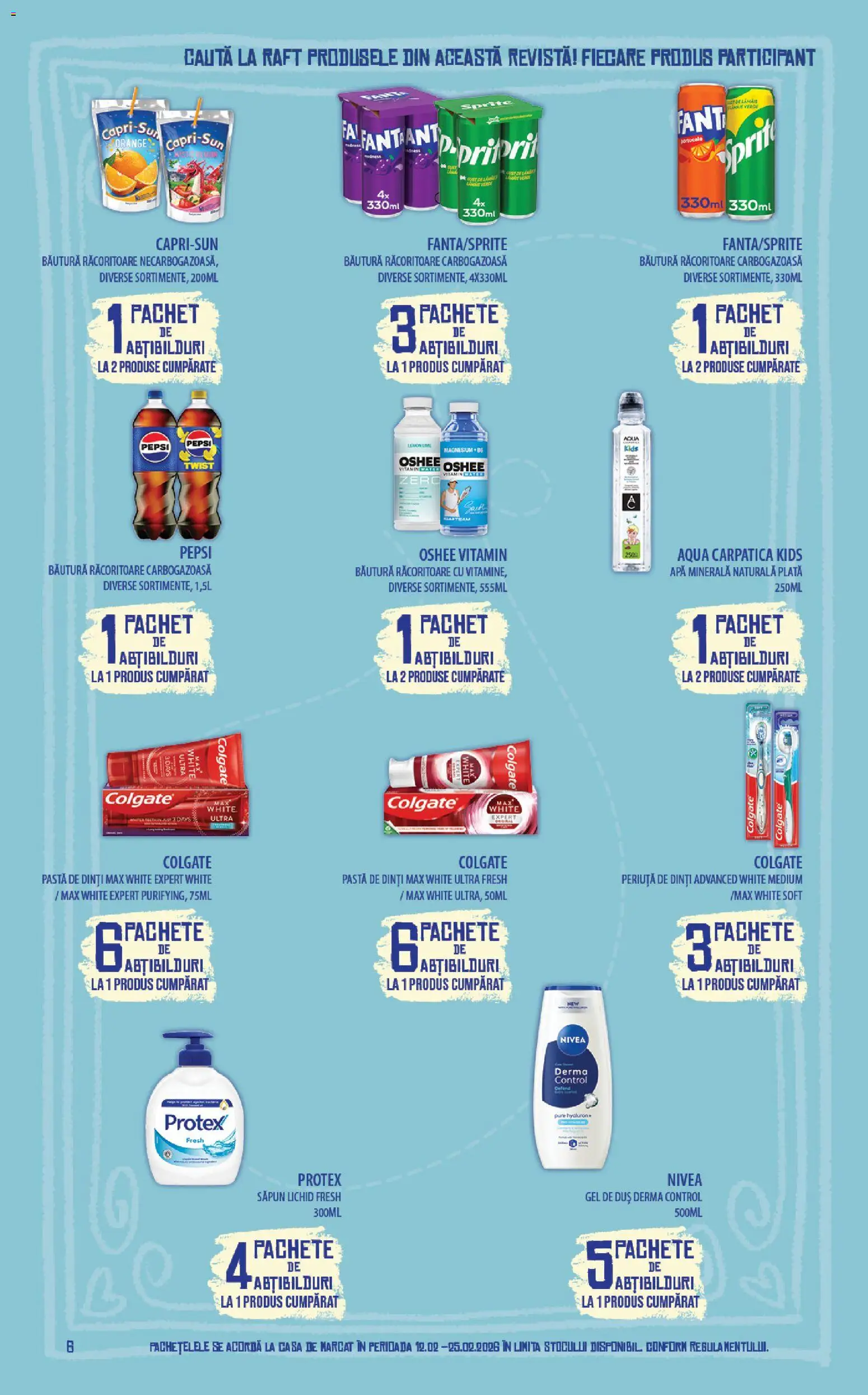 Noul catalog Mega Image – valabil de la 12.02.2026 | Pagină: 6 | Produse: Yazı tahtası kalemi, Raft, Duș, Periuță de dinți