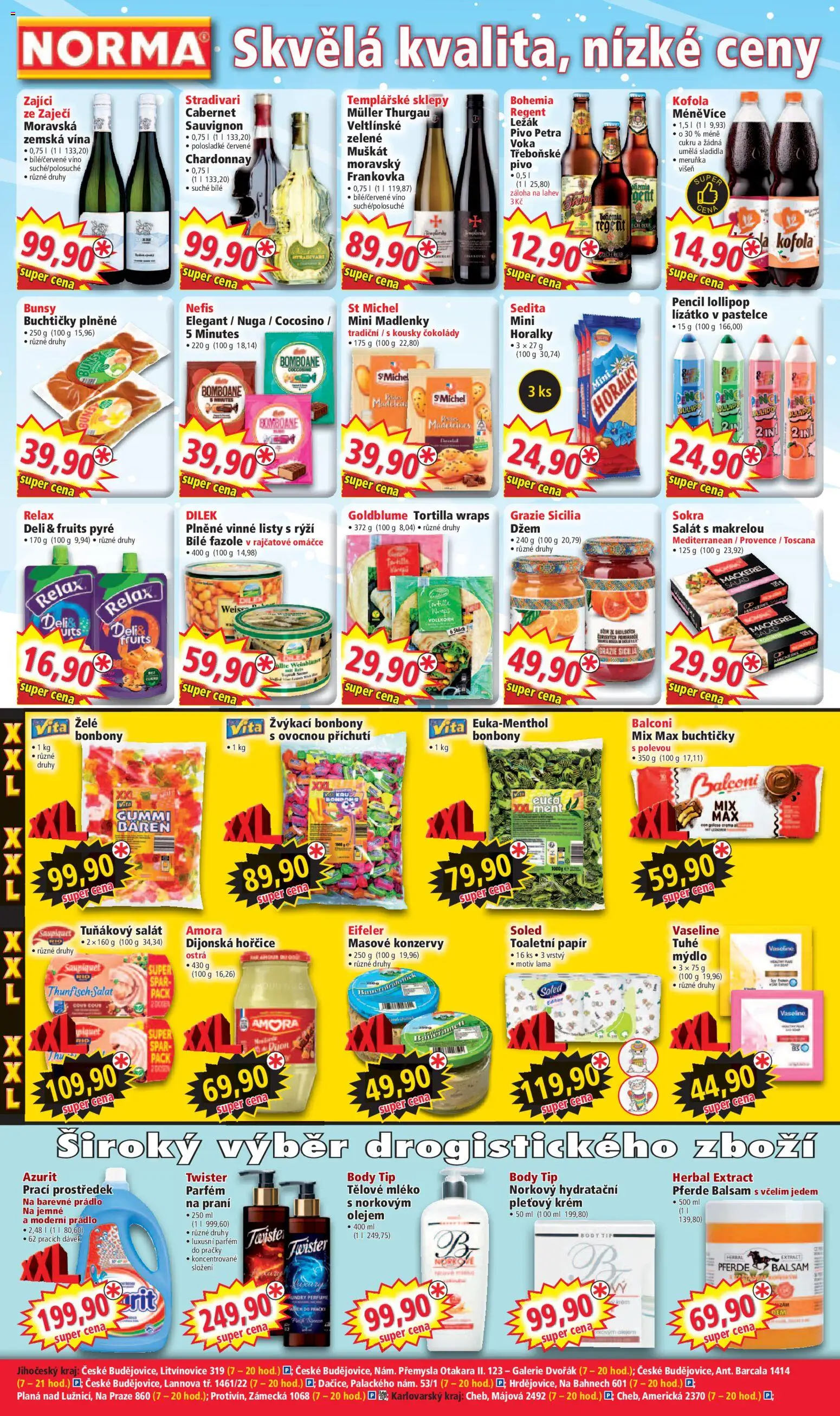 Norma leták od 09.02.2026 | Strana: 4 | Produkty: Tělové mléko, Prací prostředek, Bonbóny, Hořčice