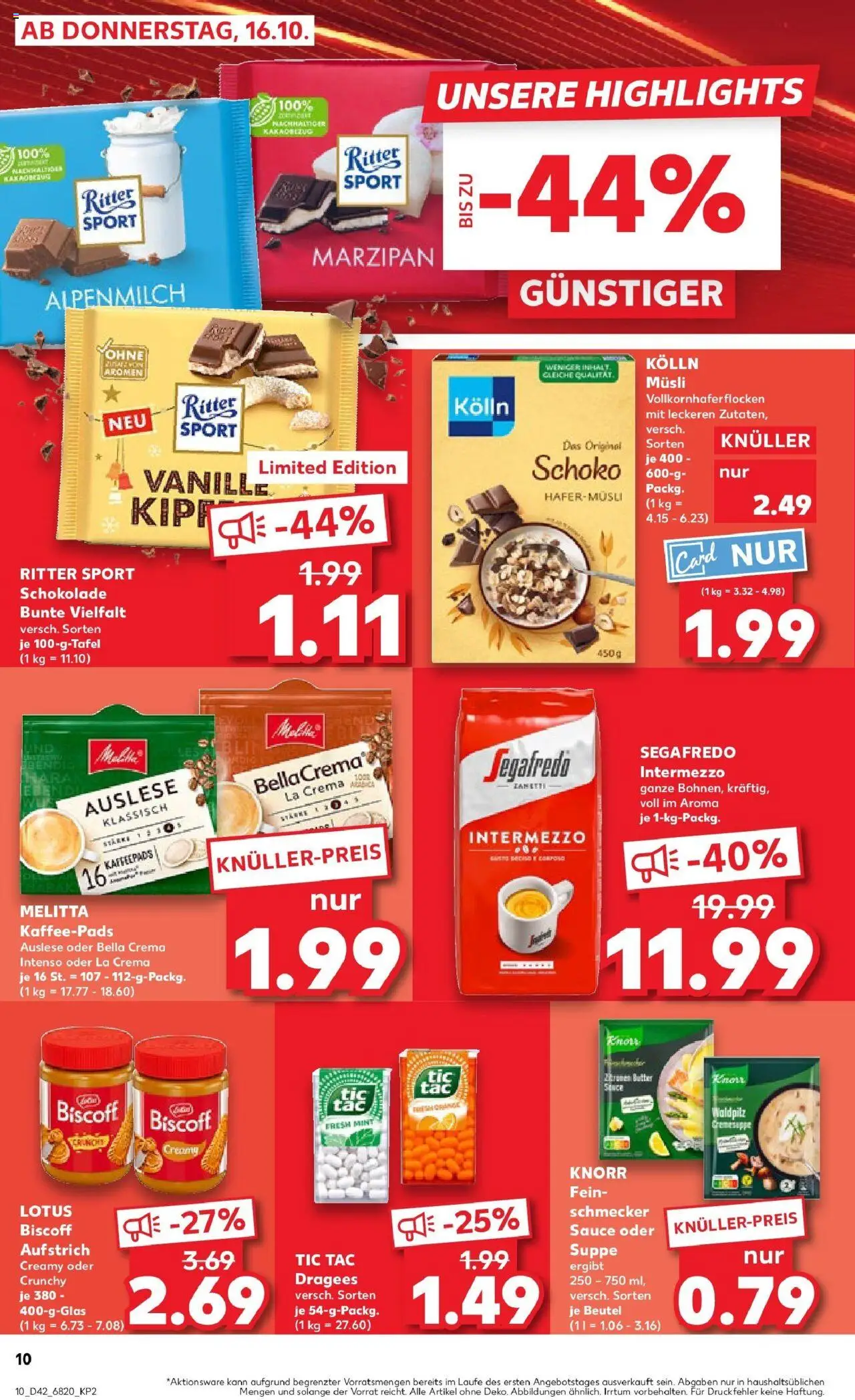 Kaufland prospekt Laupheim	 – gültig ab 15.10.2025 | Seite: 10 | Produkte: Melitta, Kolln, Kolln musli, Ritter sport