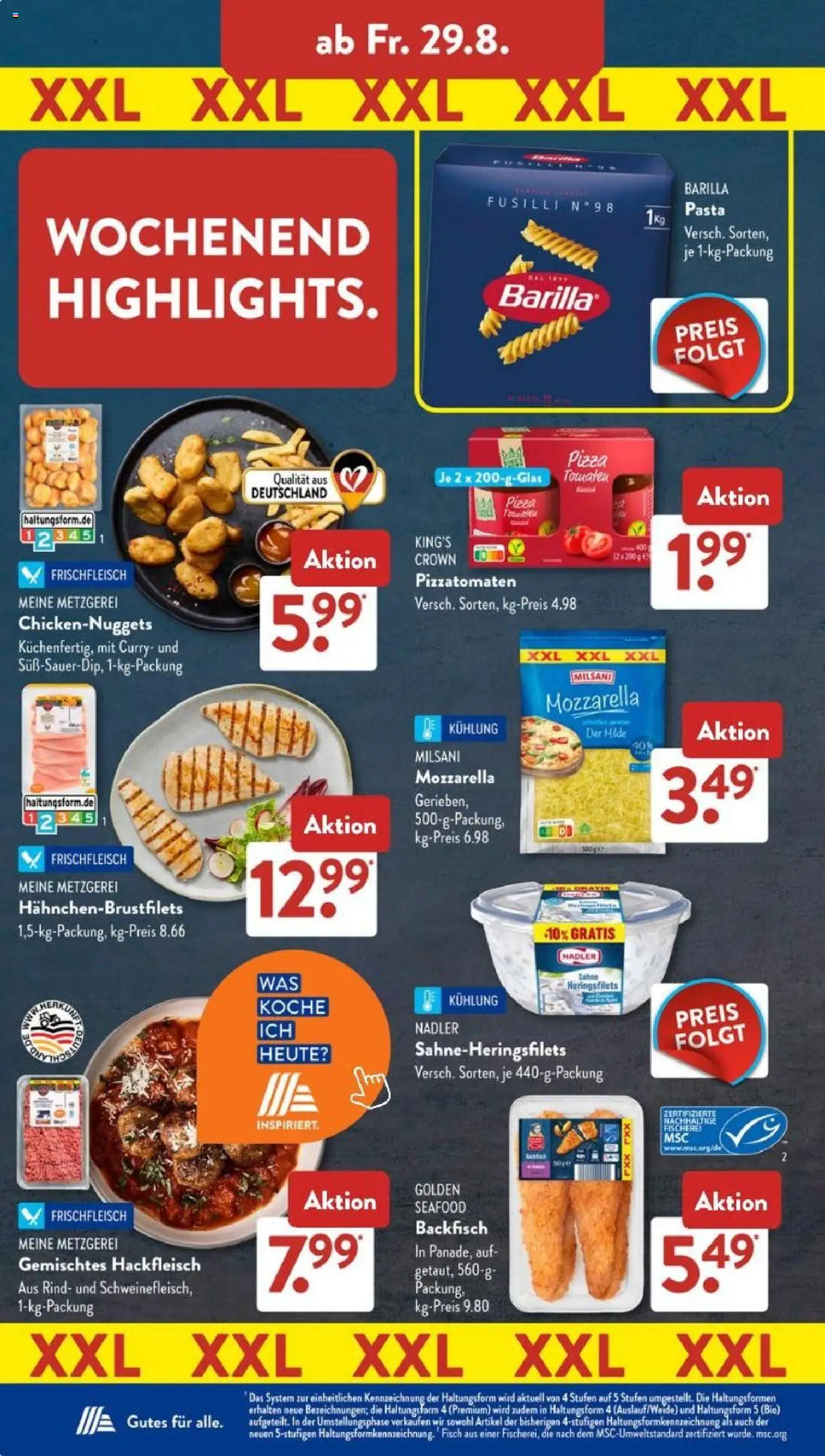 Aldi Süd Prospekt 	 - gültig ab dem 25.08.2025 | Seite: 16 | Produkte: Barilla, Mozzarella, Tomaten, Pizza