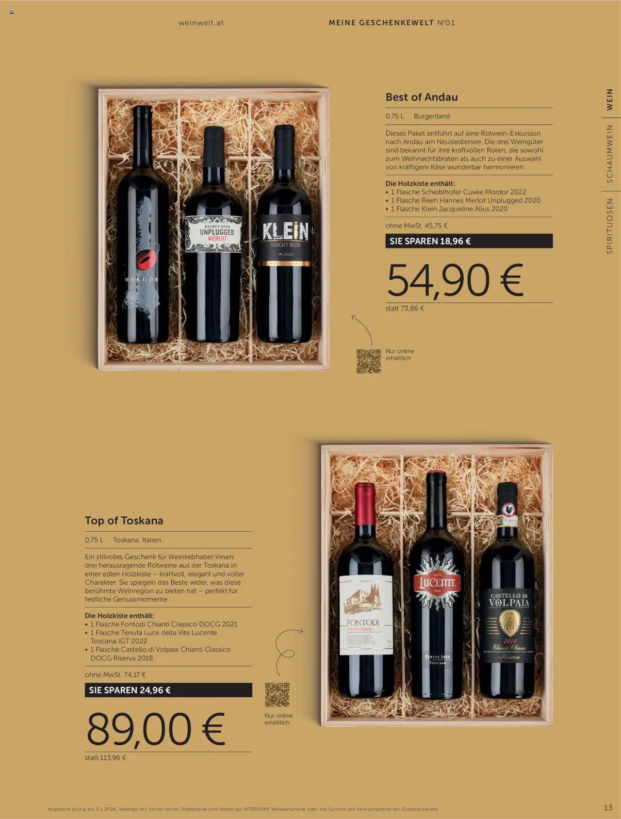 Interspar Geschenkewelt  gültig ab 08.10.2025 | Seite: 13 | Produkte: Käse, Wein
