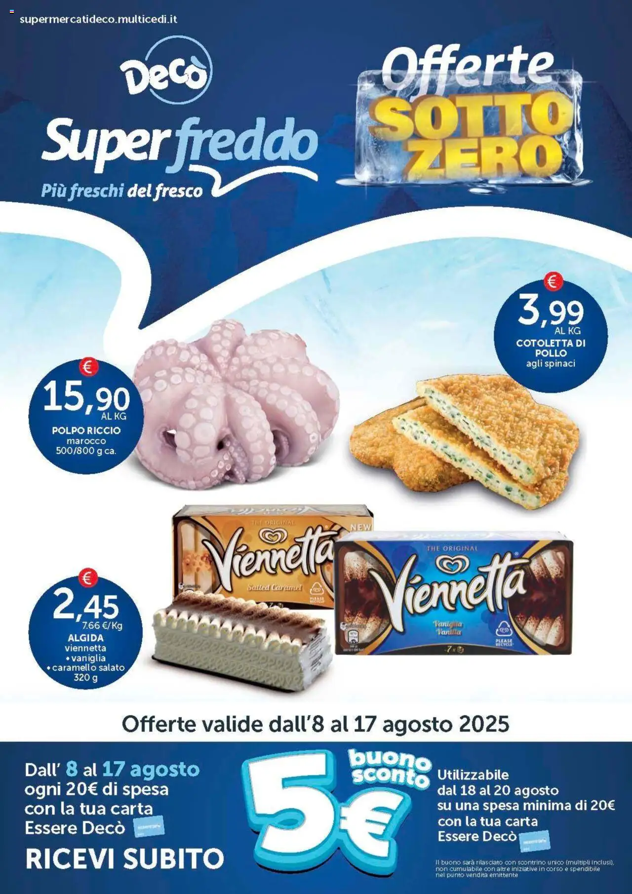 Volantino Decò del 08.08.2025 | Pagina: 1 | Prodotti: Pollo, Polpo, Spinaci, The
