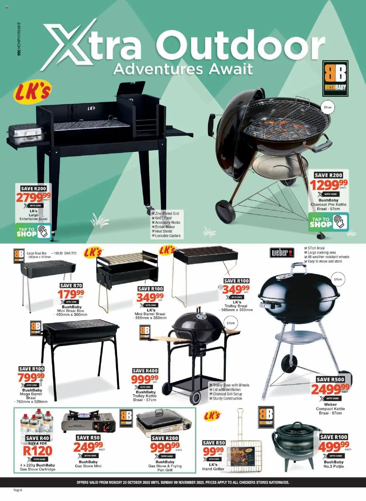 New Checkers catalogue – valid from 20.10.2025 | Page: 6 | Products: Stove, Box, Gas stove, Griller