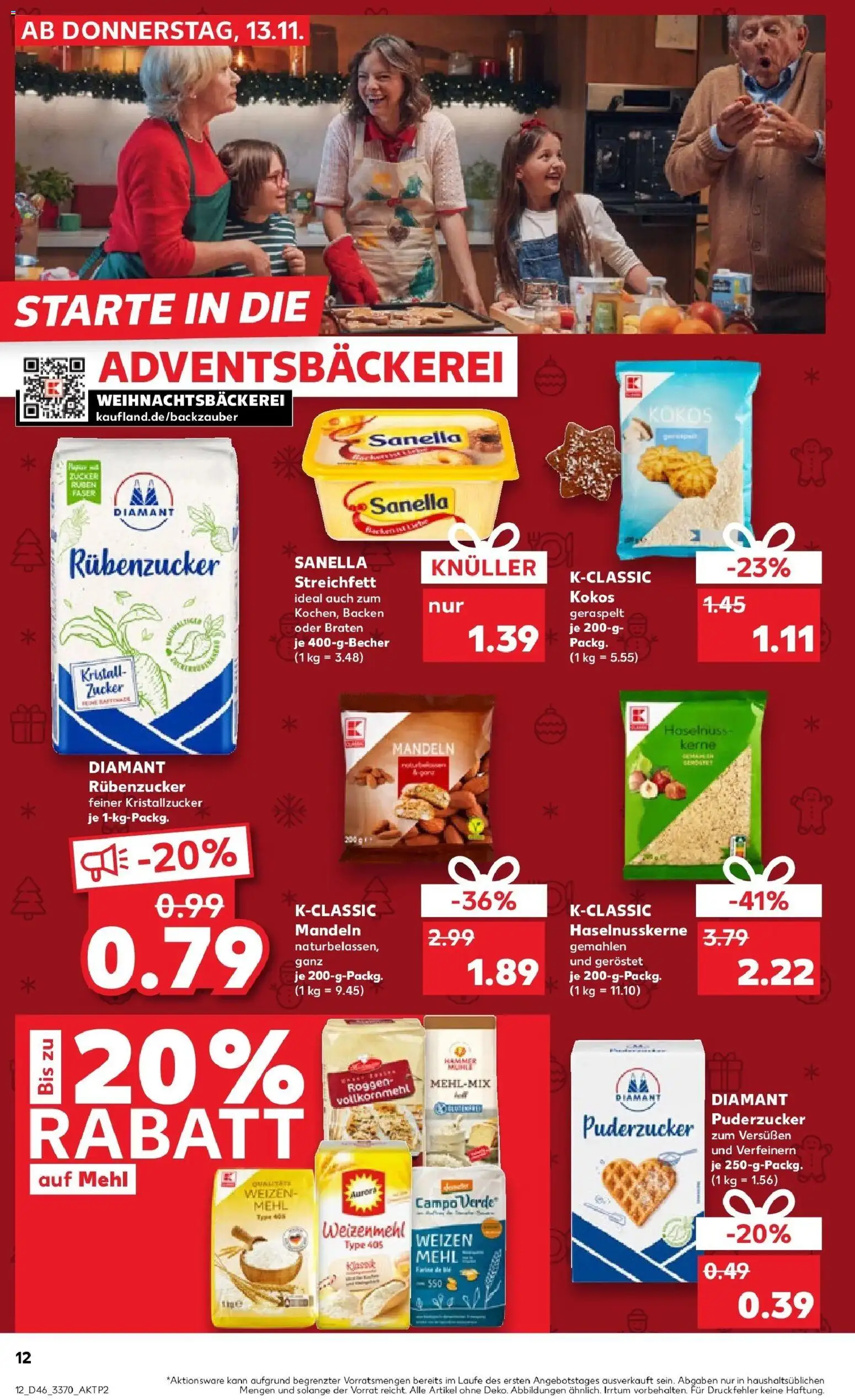 Kaufland prospekt Arnstadt	 – gültig ab 13.11.2025 | Seite: 12 | Produkte: Mühle, Weizenmehl, Mandeln, Zucker