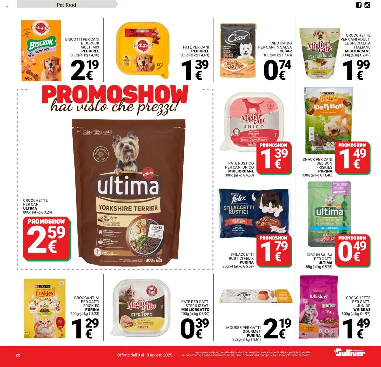 Volantino Gulliver del 08.08.2025 | Pagina: 22 | Prodotti: Paté, Prosciutto, Crocchette, Tonno