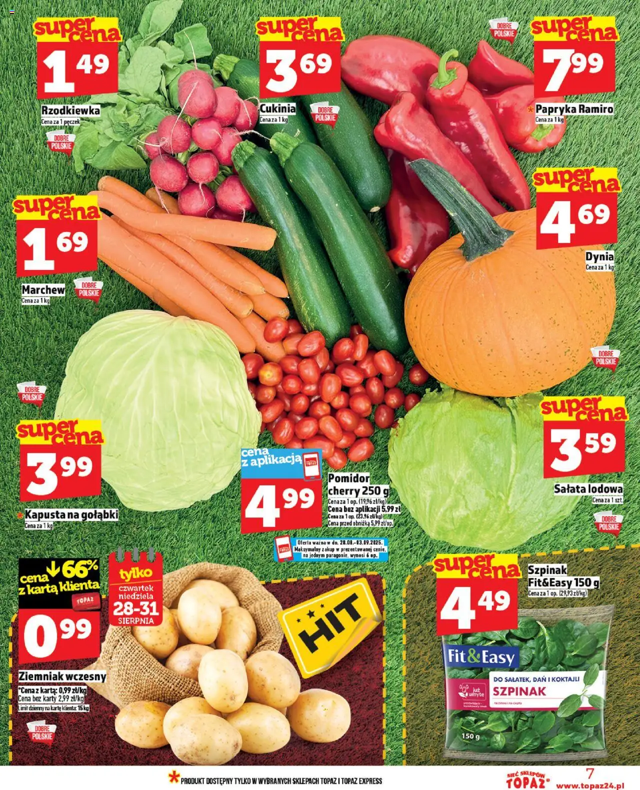 Topaz Gazetka od 28.08.2025 | Strona: 7 | Produkty: Karta, Papryka, Cukinia, Szpinak