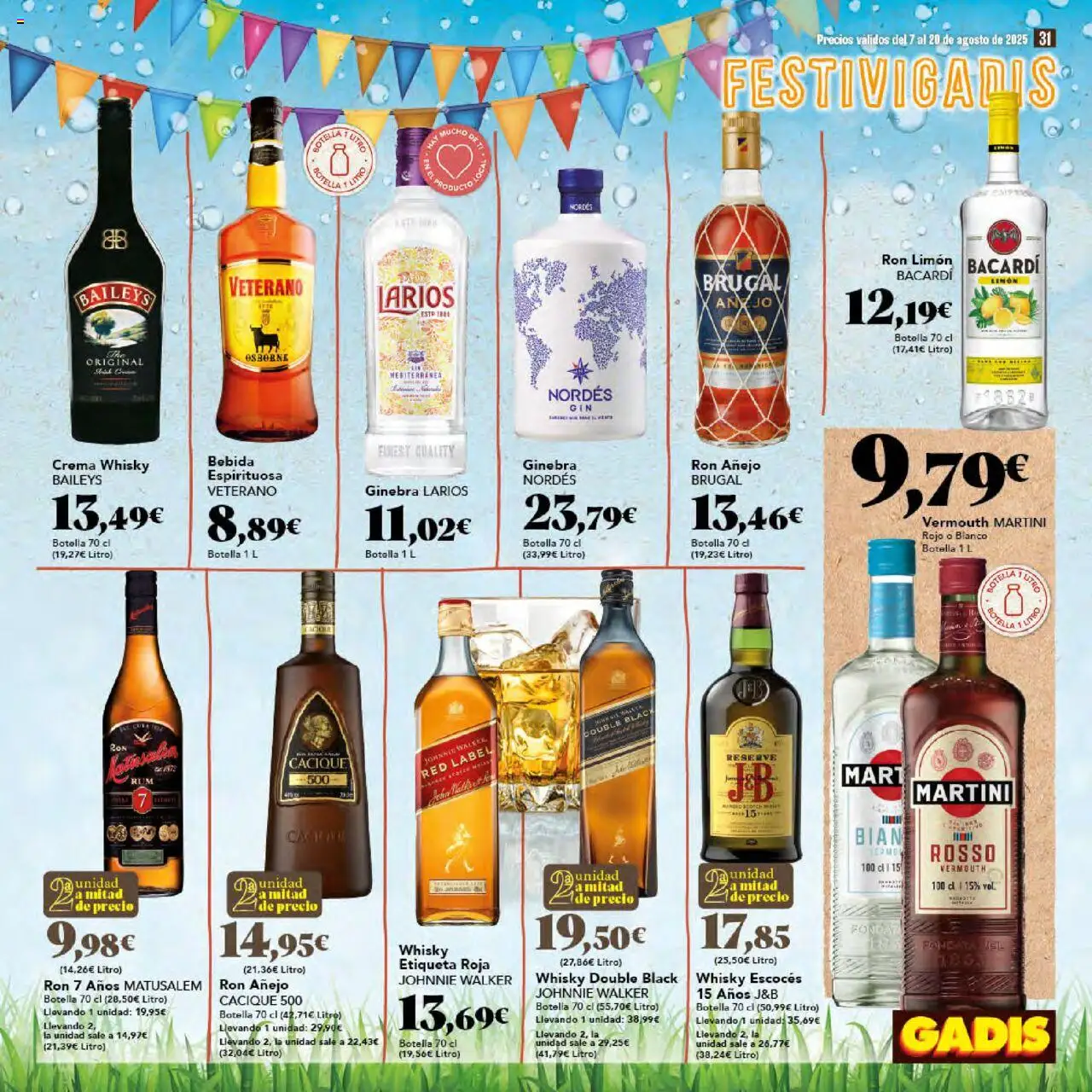 Gadis folleto │ válido desde el 07.08.2025 | Página: 31 | Productos: Ron, Ginebra, Crema, Whisky