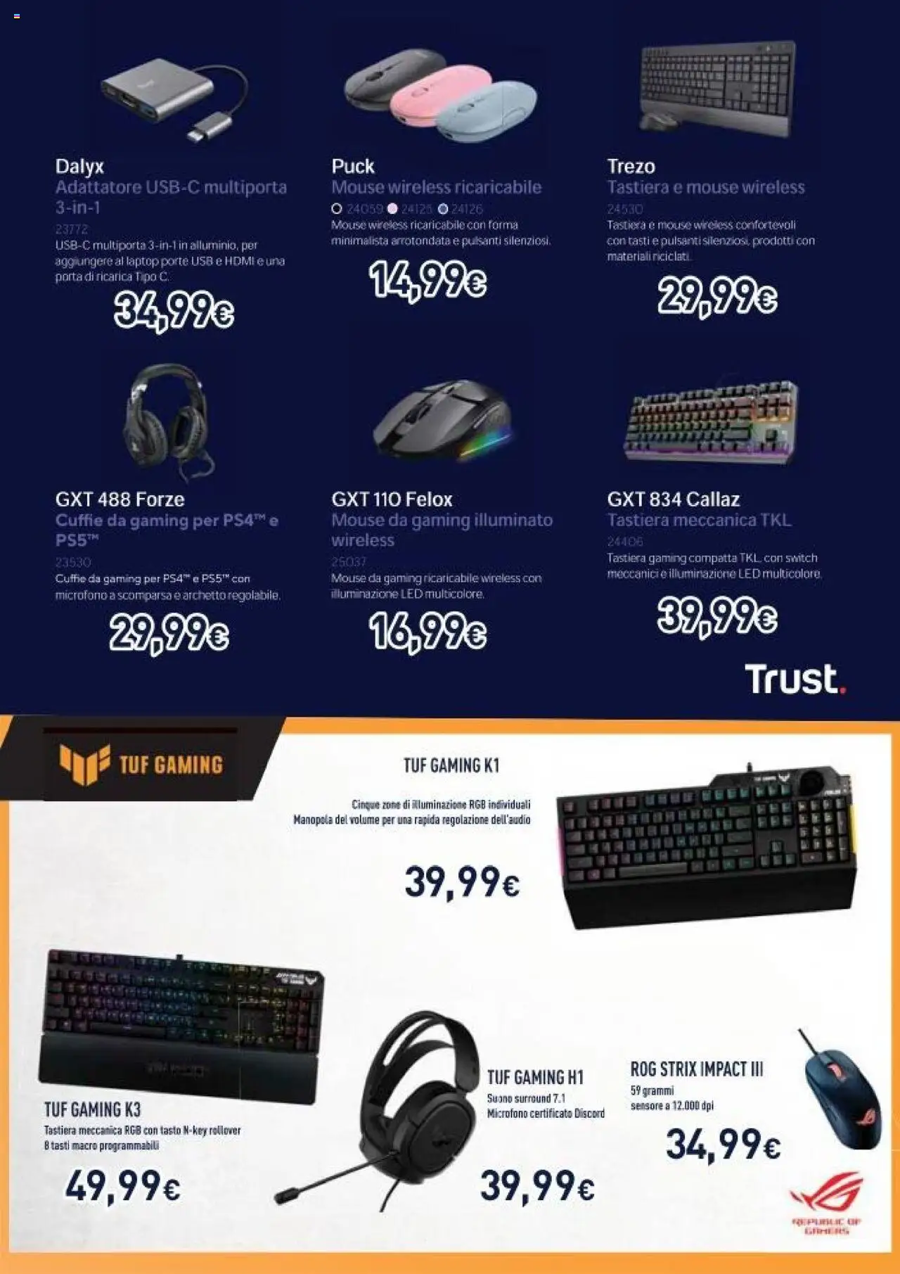 Volantino Unieuro del 22.08.2025 | Pagina: 40 | Prodotti: Mouse, Tastiera, Microfono, USB