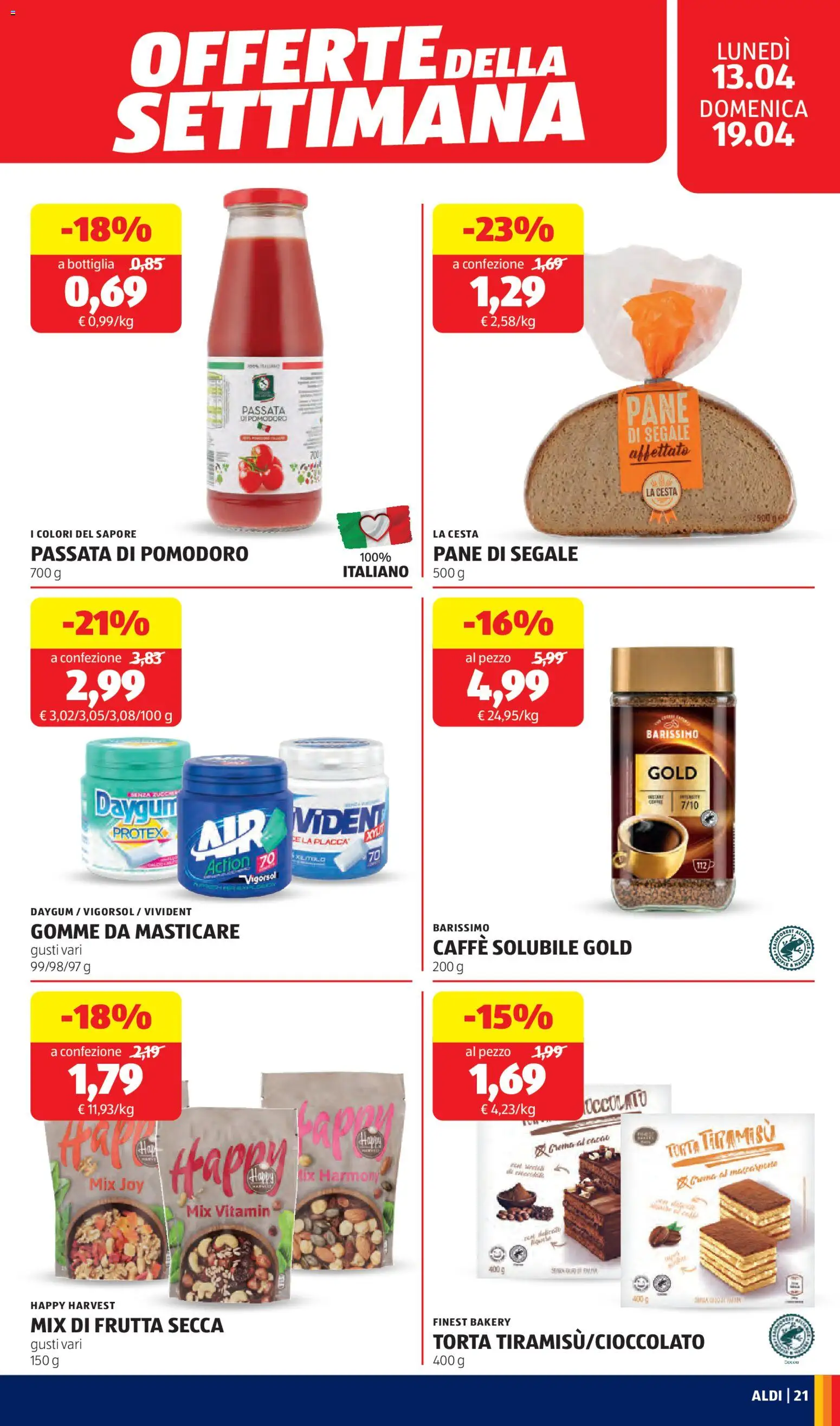 Volantino Aldi del 13.04.2026 | Pagina: 21 | Prodotti: Frutta, Pomodoro, Cacao, Mascarpone