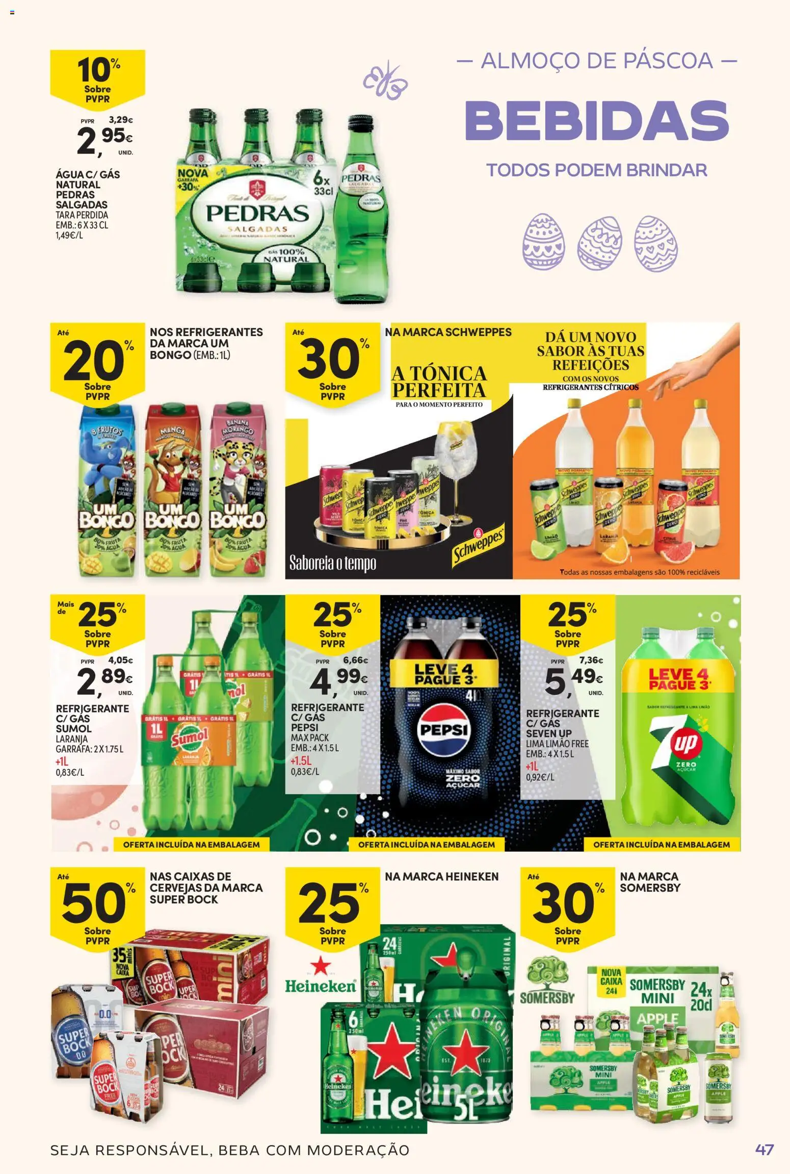 Continente - Nesta Páscoa, alimente a tradição │ válido de 17.03.2026 | Página: 47 | Produtos: Agua, Refrigerante, Açúcar, Soda