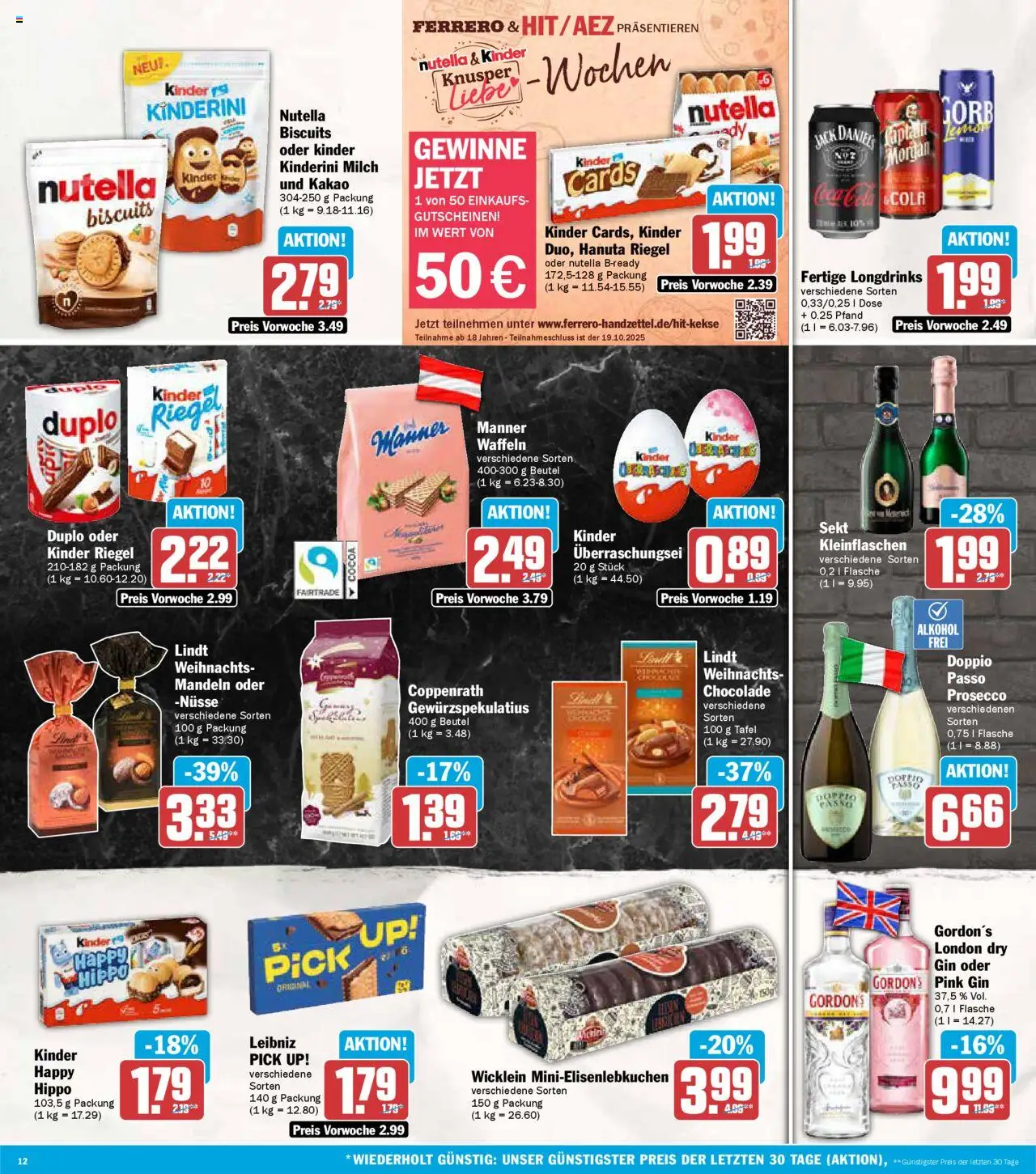 AEZ Prospekt 	 – gültig ab 06.10.2025 | Seite: 12 | Produkte: Cola, Mandeln, Waffeln, Nutella