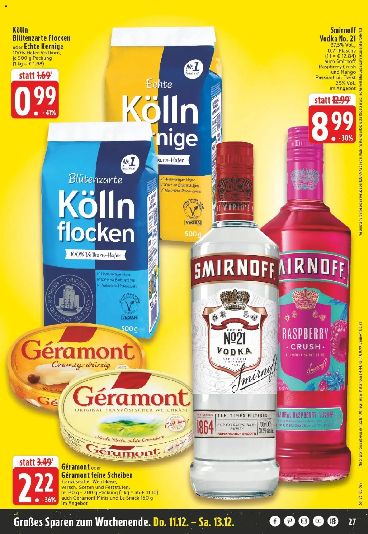 Edeka prospekt Köln	 – gültig ab 07.12.2025 | Seite: 27 | Produkte: Geramont, Mango, Vodka, Flocken