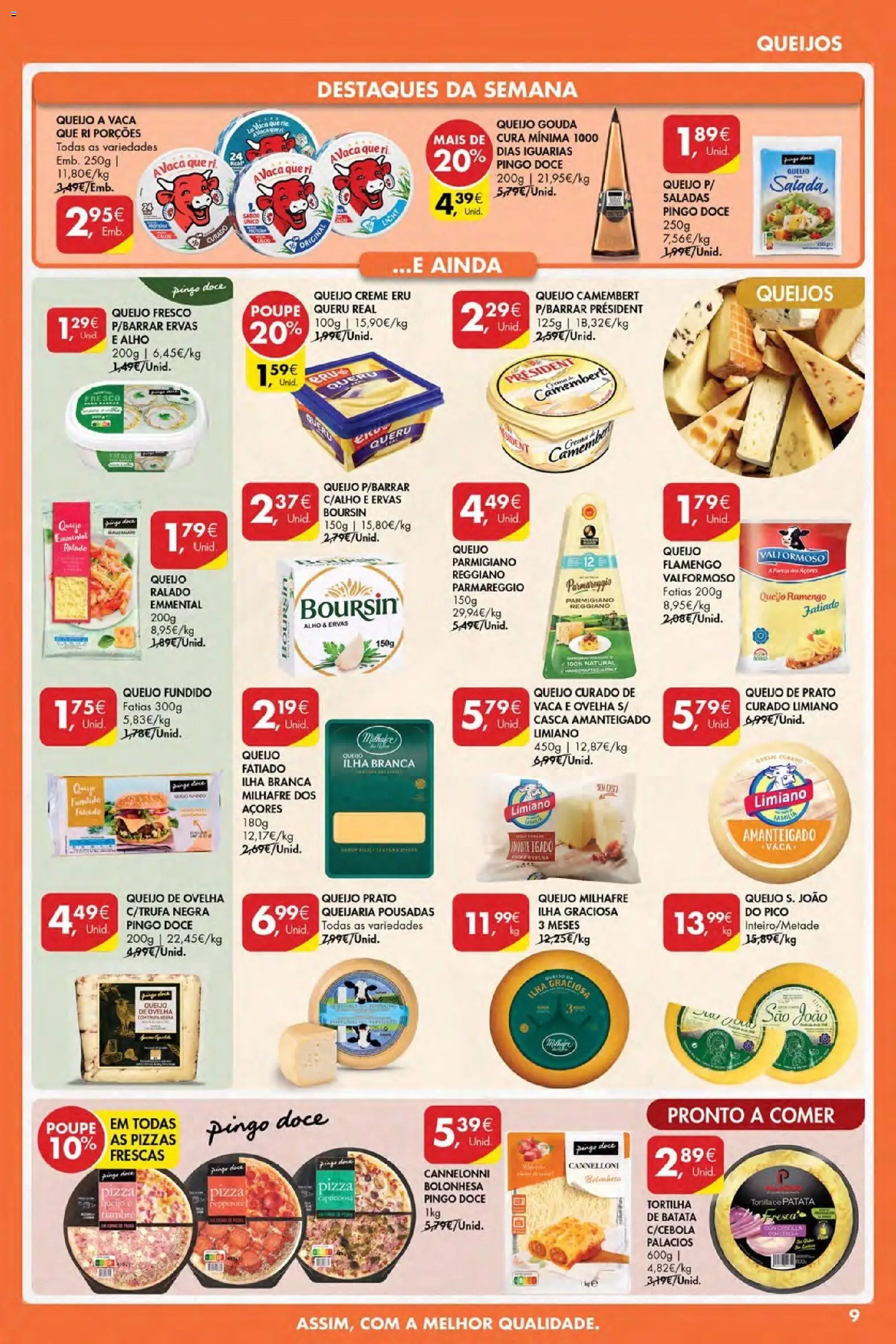 Pingo Doce Poupe Esta Semana Açores │ válido de 26.02.2026 | Página: 9 | Produtos: Saladas, Queijo, Pizza, Creme