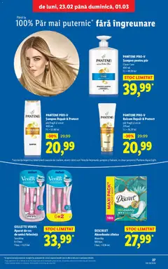 Ofertele Lidl valabile de la 23.02.2026 | Pagină: 27 | Produse: Aparat De Ras, Șampon, Balsam, Absorbante